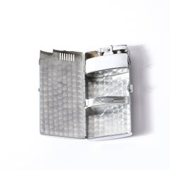 Art Deco Chrome & Inlaid Bakelite Cigarette Case & Lighter signed Ronson