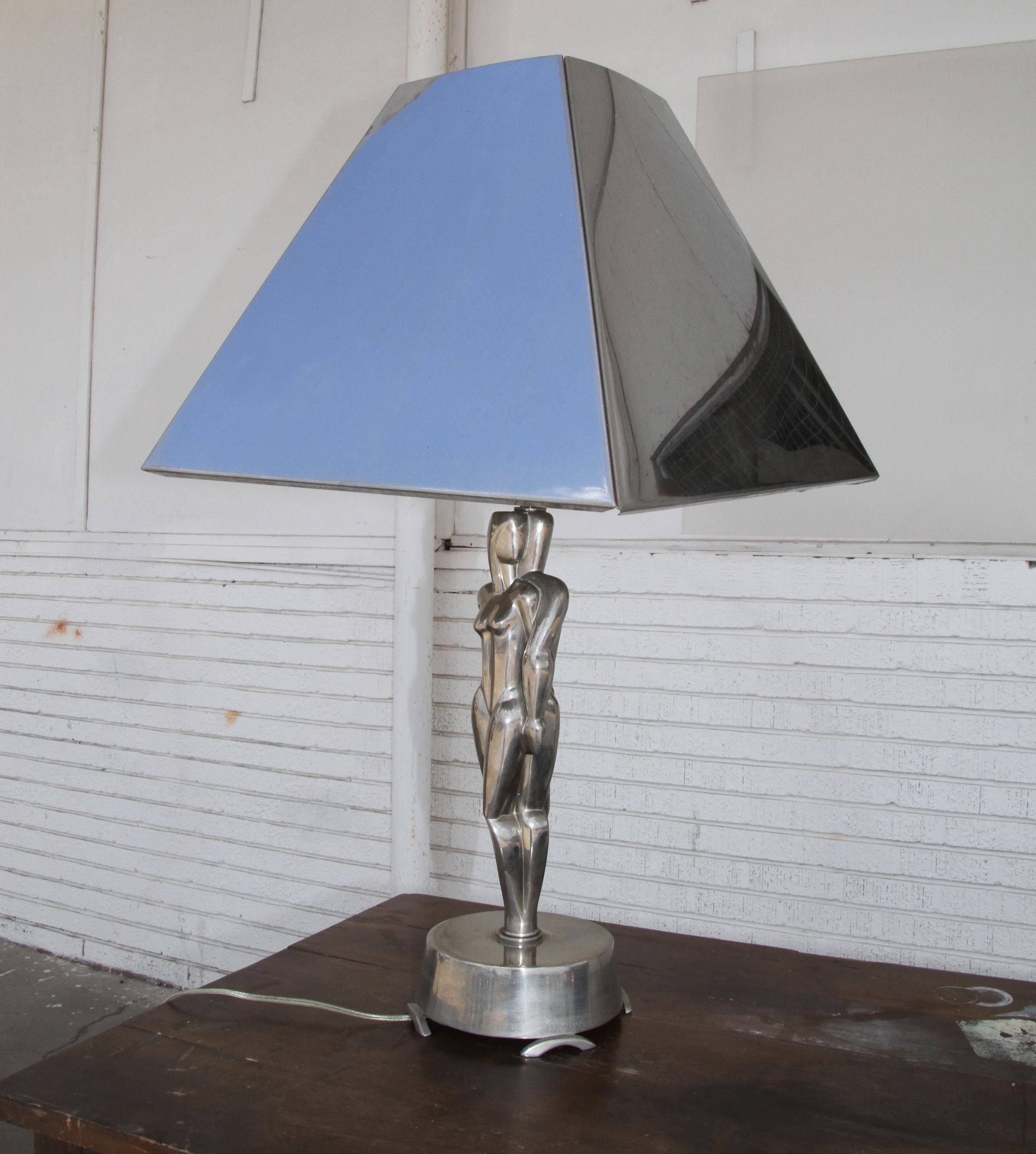 American Art Deco Chrome Lamp and Shade Designed by Viktor Schreckengost For Sale