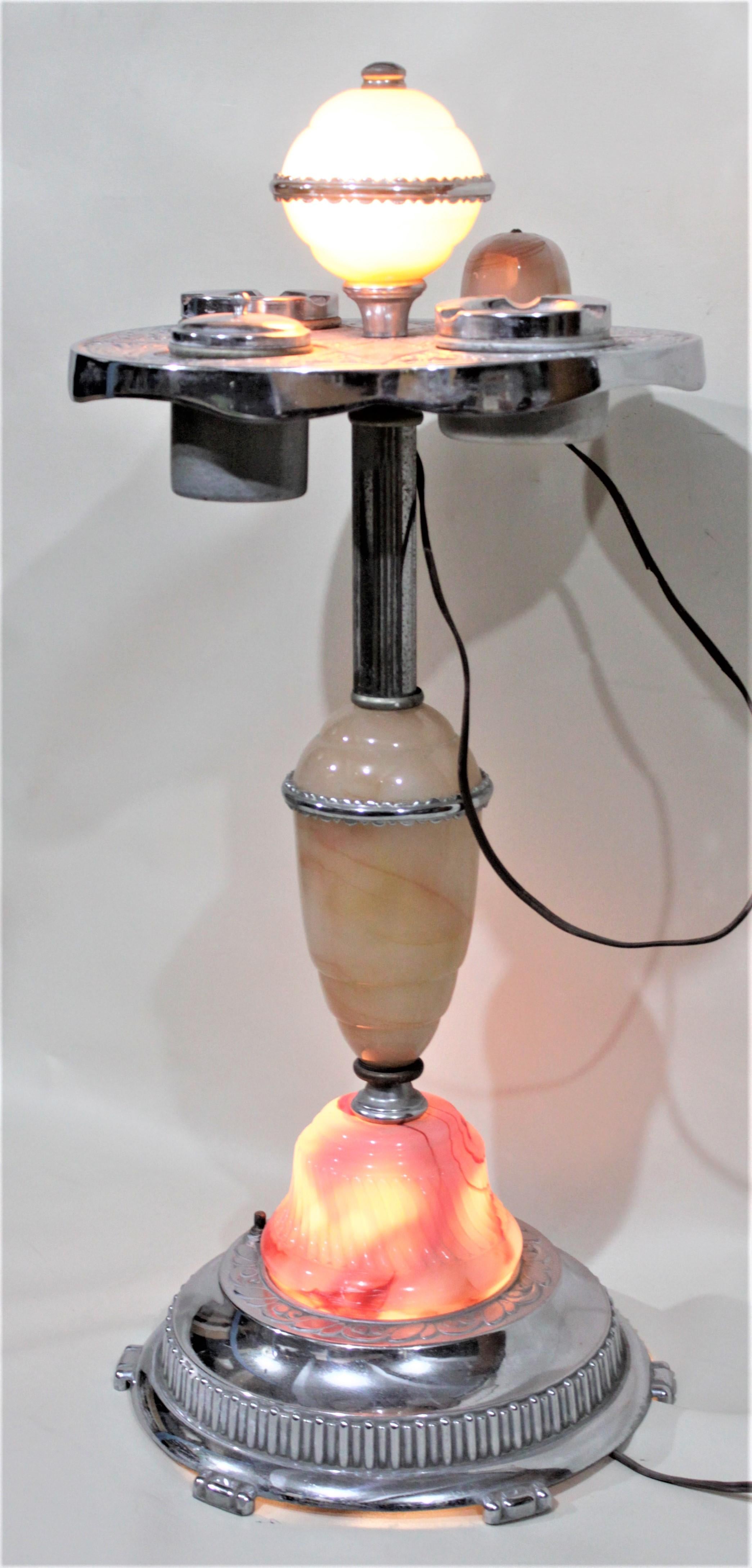 20ième siècle Cendrier ou porte-bouteilles Art Déco chromé avec briquet électrique en vente