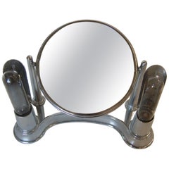 Vintage Art Deco Chrome Lightup Vanity Makeup Magnifying Mirror by Bel-Ayre