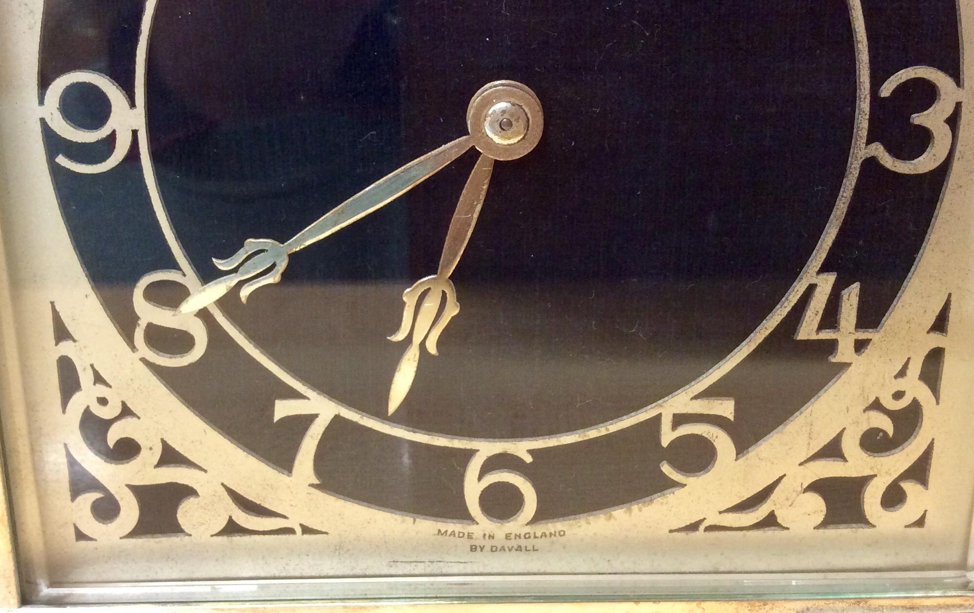 English Art Deco Chrome Mantel Clock by Davall, England For Sale