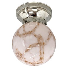 Art Deco Chrome & Marble Glass Ceiling or Wall Light