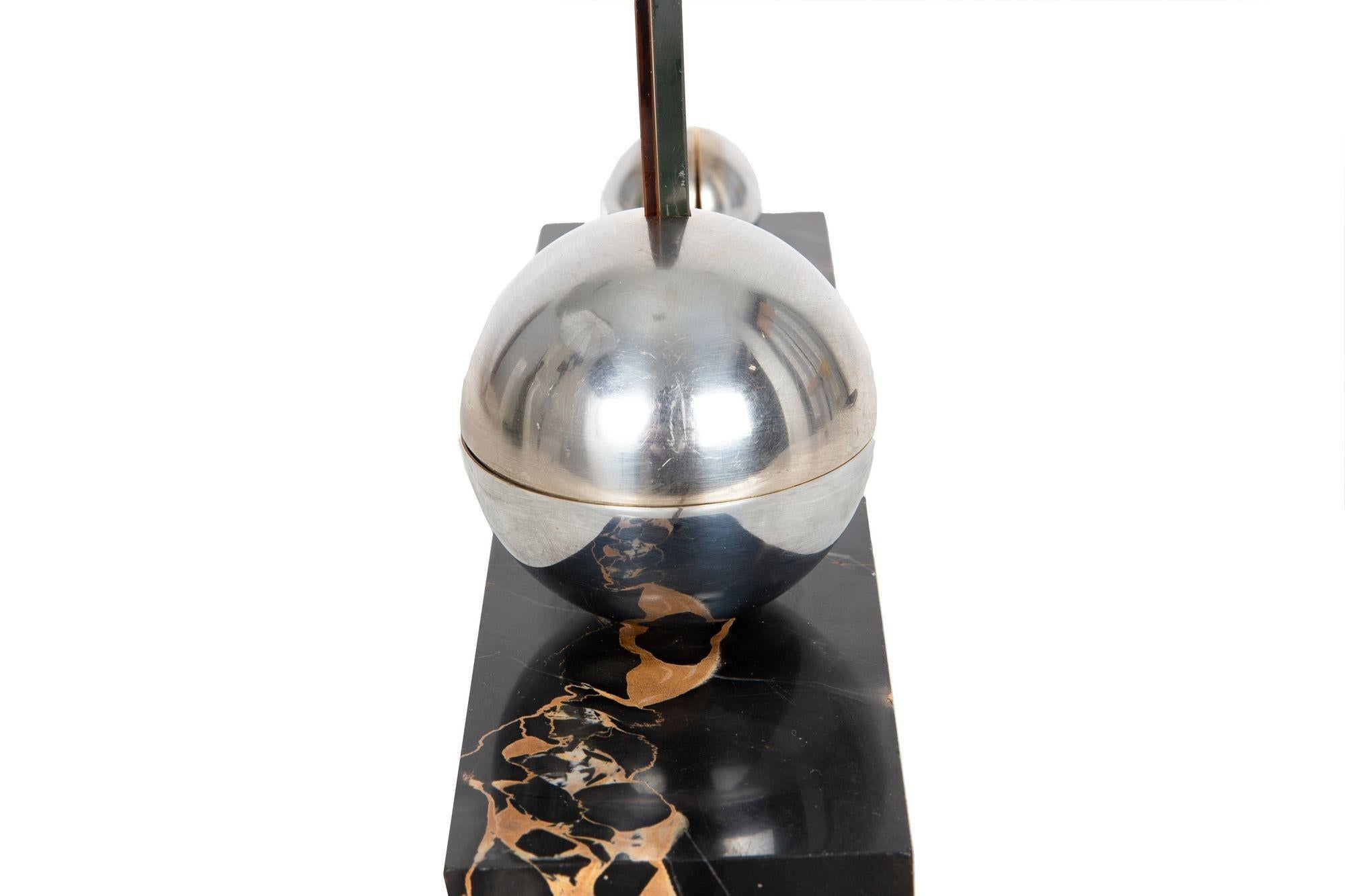 Art Deco Chrome, Marble, Glass “Fish” Lumiere Table Light Lamp ca. 1930s For Sale 8