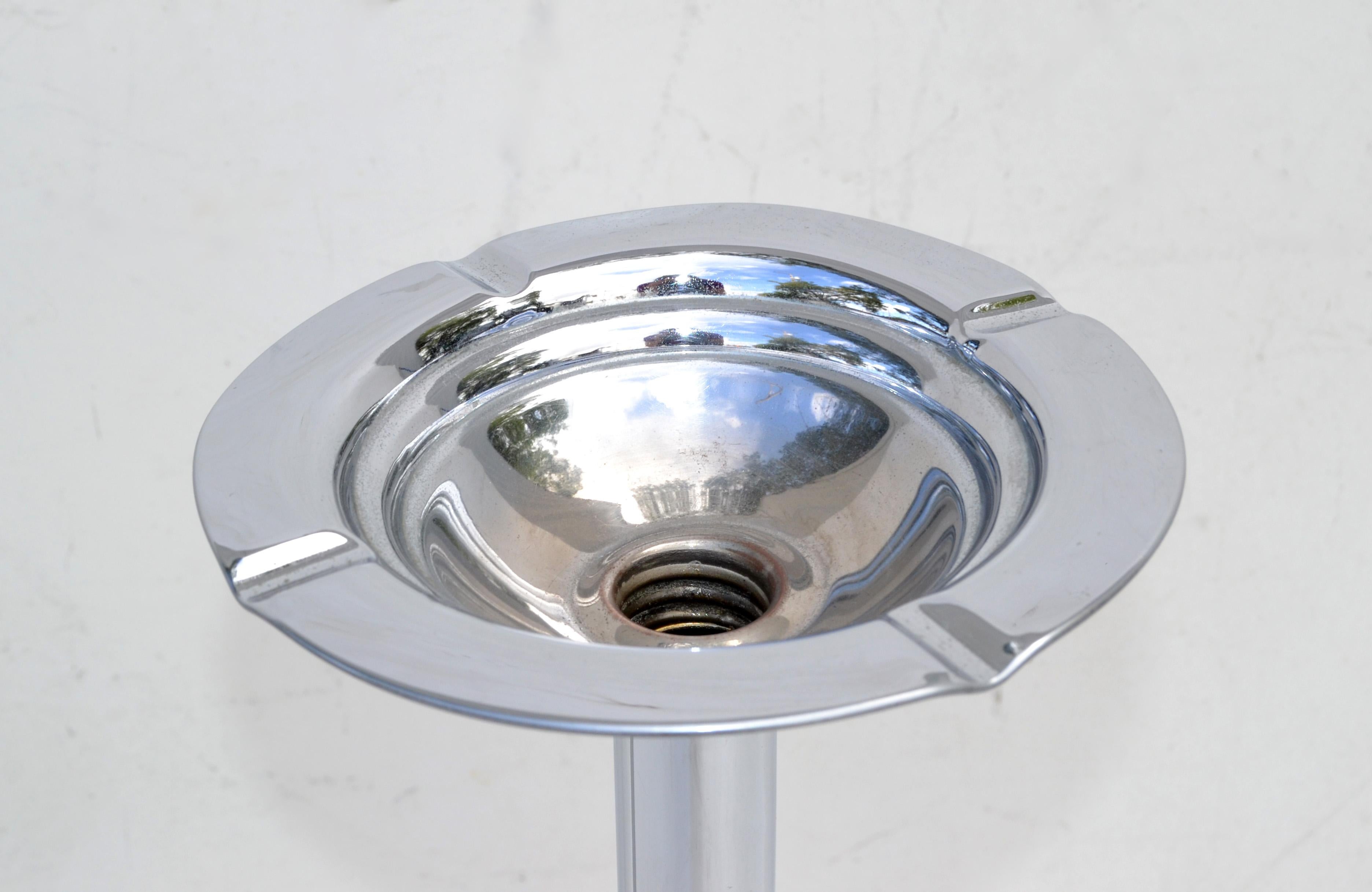 Art Deco Chrome and Metal Ashtray Stand Round Base 1930s France, Two Available In Good Condition For Sale In Miami, FL