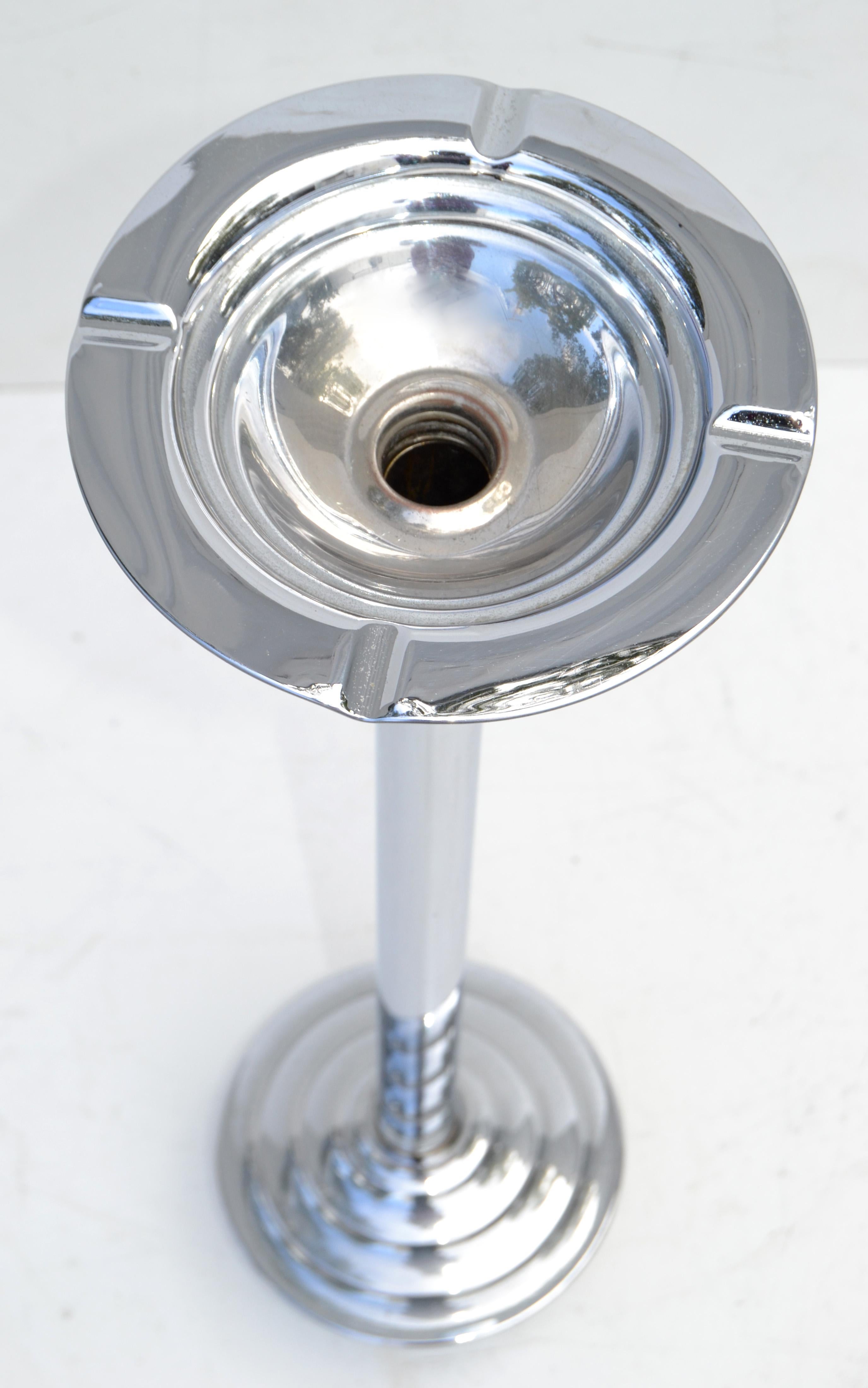 Art Deco Chrome and Metal Ashtray Stand Round Base 1930s France, Two Available For Sale 1