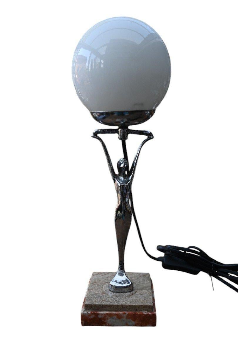 Art déco Lampe Art Déco en métal chromé, 1920-30 en vente