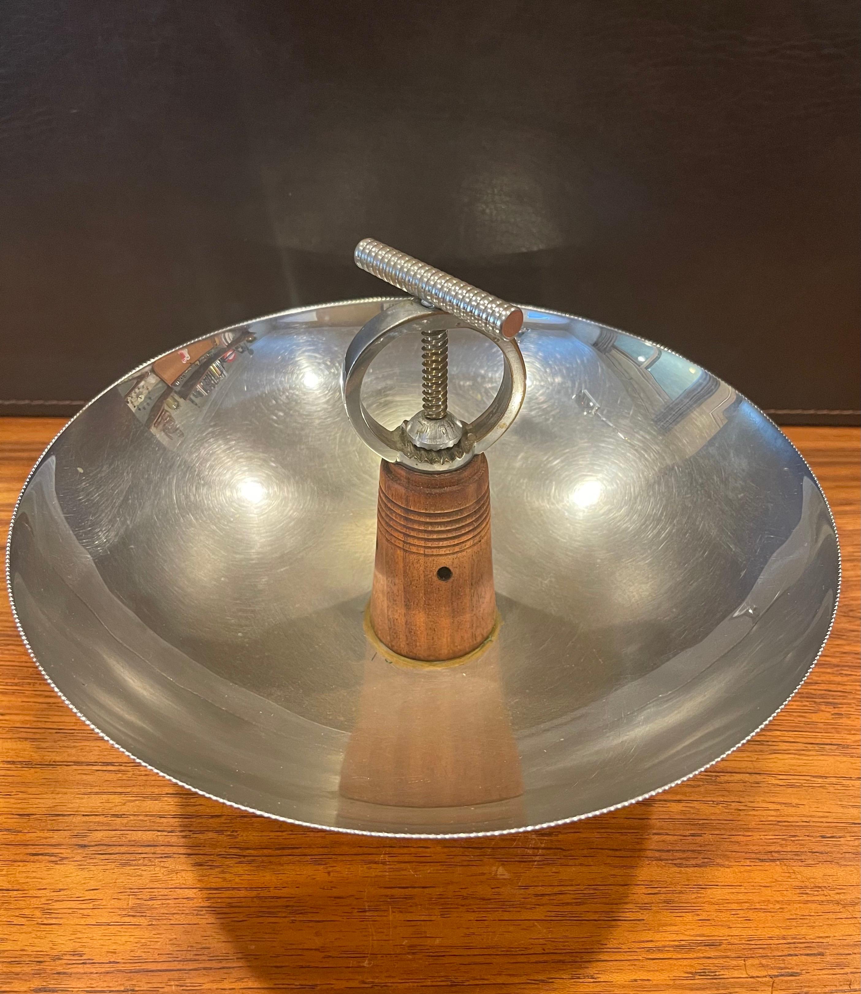 Art Deco Chrome Nut Bowl with Built-in Cracker by Chase Co. For Sale 3