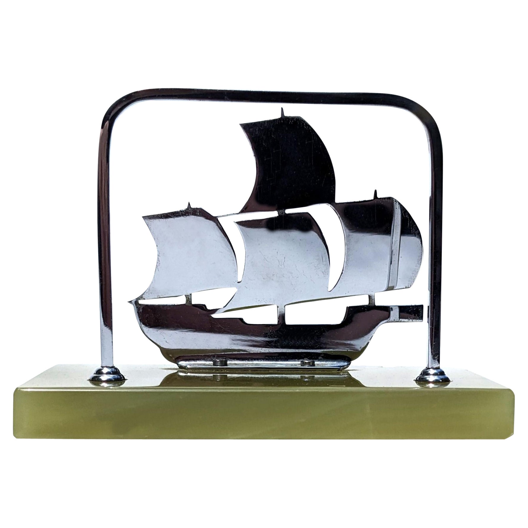 Neuheit Briefständer aus Chrom und Onyx im Art déco-Stil, England, um 1930 im Angebot
