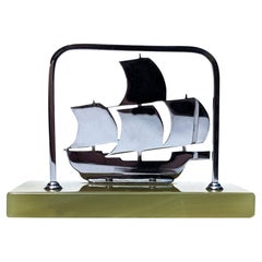 Art Deco Chrome & Onyx Novelty Letter Rack, England, c1930