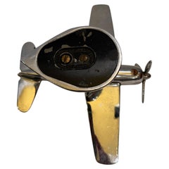 Art Deco Chrome P-51A Mustang Airplane Table Lighter by Hamilton Collectible