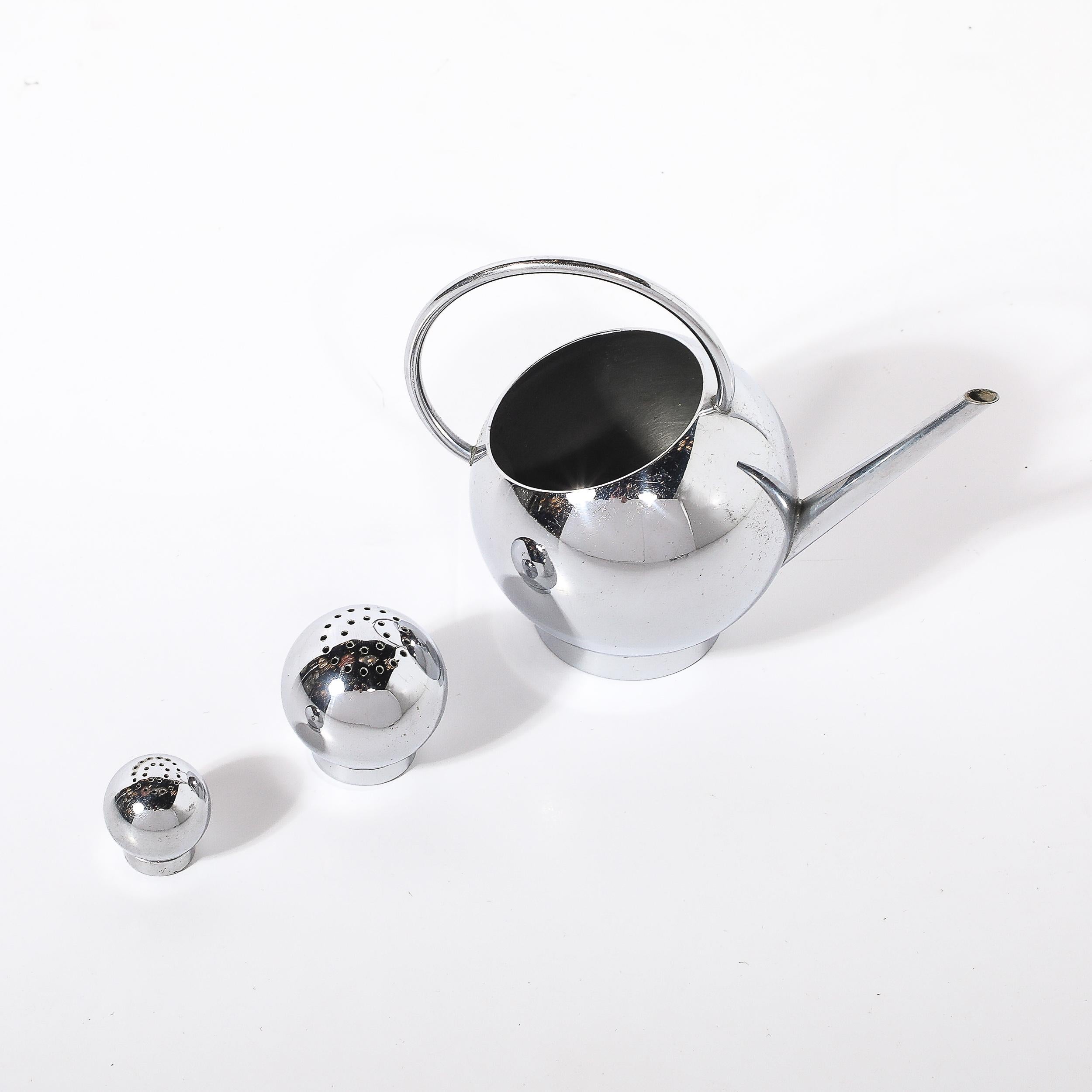 Art Deco Chrome Pancake Corn Set Blue Tray by Russel Wright for Chase For Sale 5