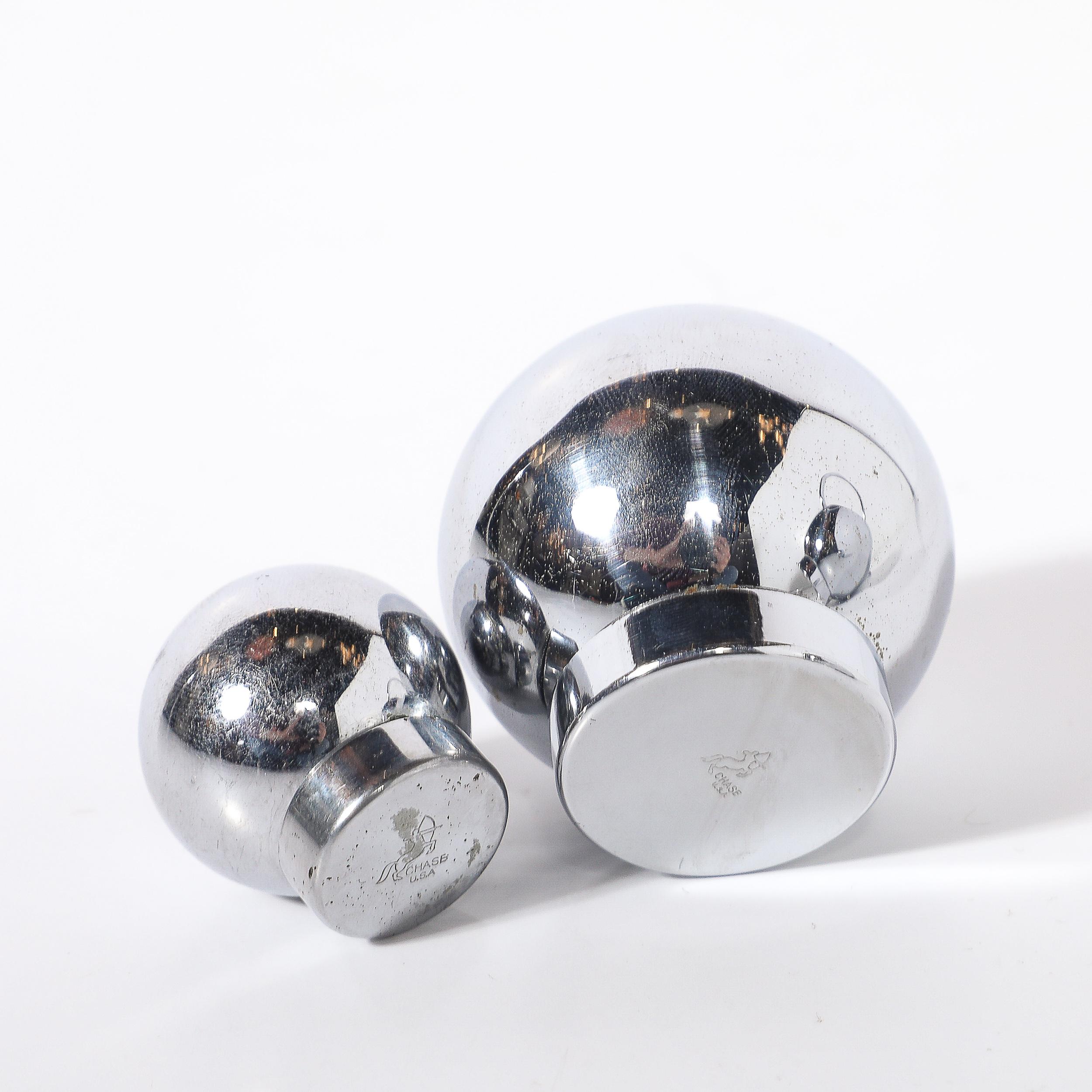 Art Deco Chrome Pancake Corn Set Blue Tray by Russel Wright for Chase For Sale 6