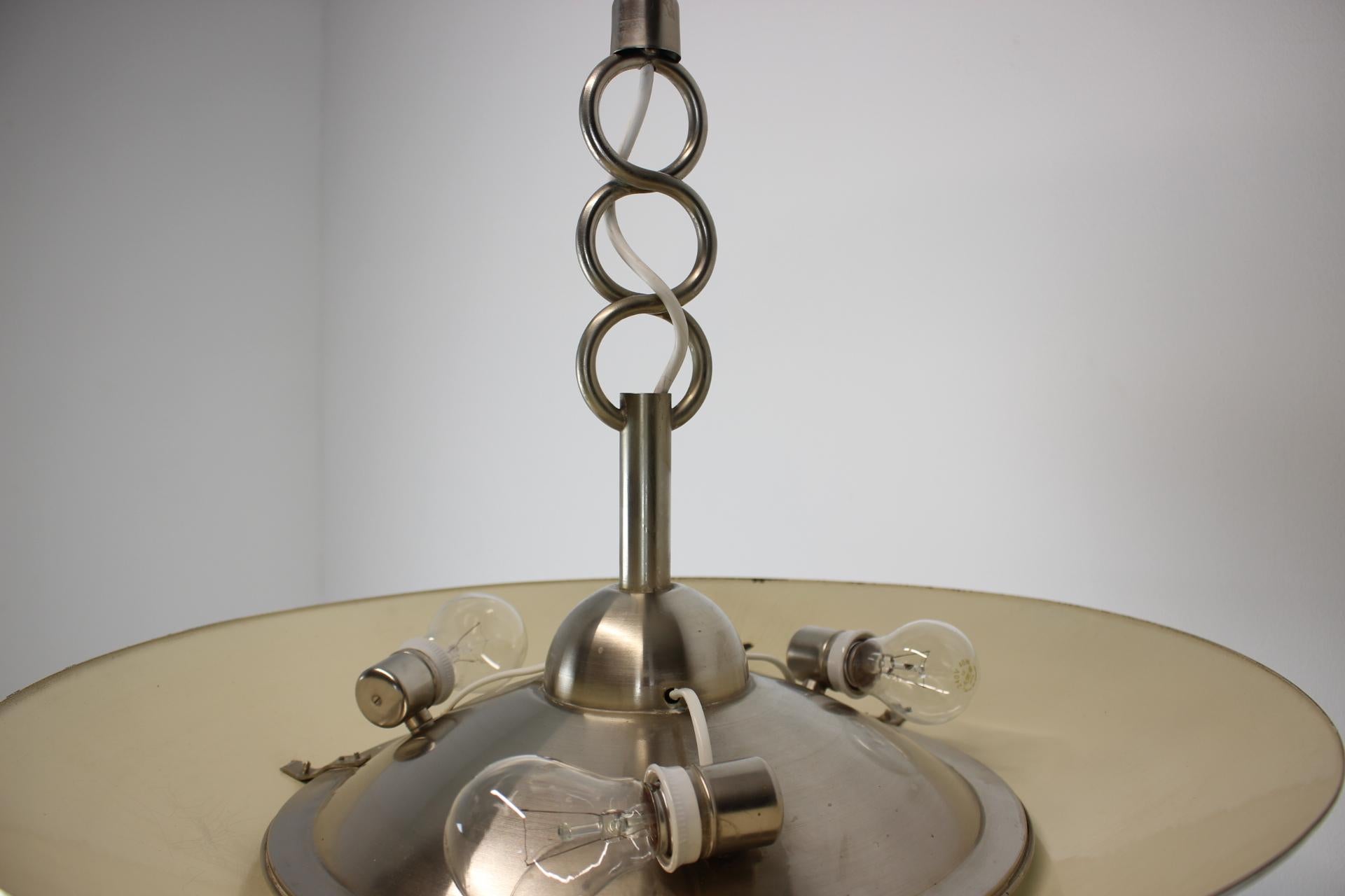 Verre Lampe à suspension Art Déco en chrome de la designer Franta Anyz, Tchécoslovaquie, années 1930 en vente