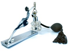 Art Deco Chrome Perfume Bottle Stand with Atomiser, c1930