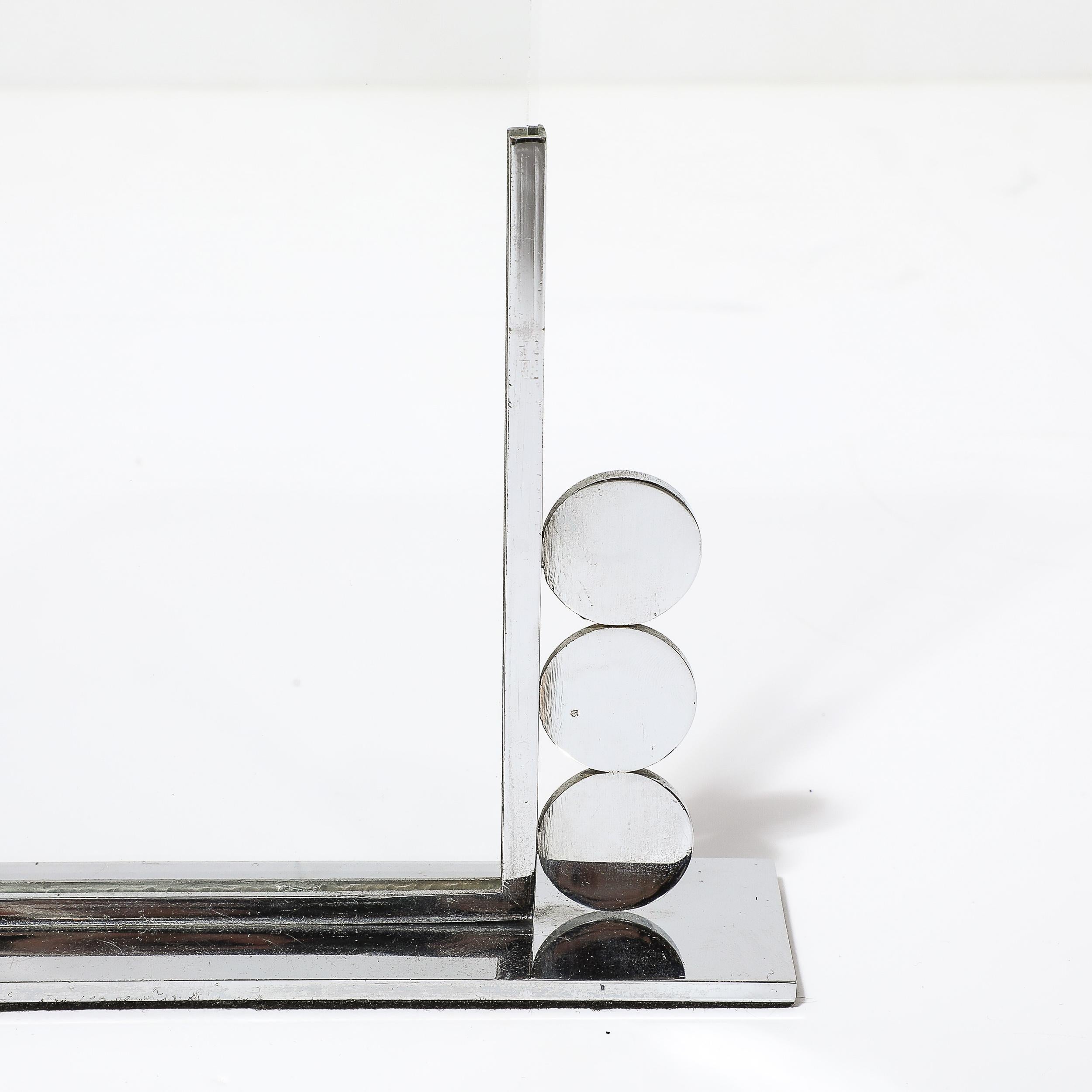 Art Deco Chrome Picture Frame with Circular Asymmetrical Detailing In Excellent Condition In New York, NY