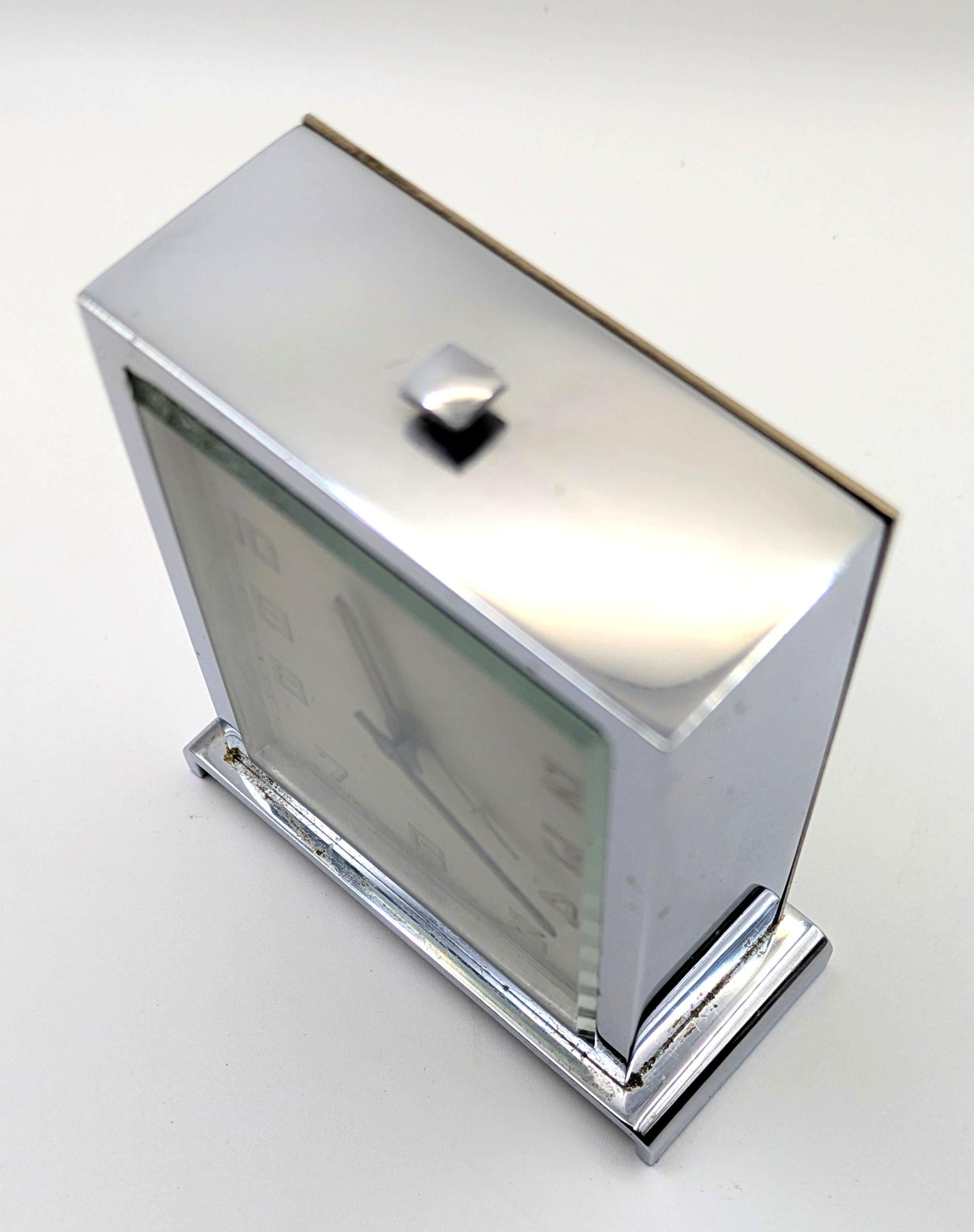 Art Deco Chrome-Plated Travel Clock by Harrods of London (1930s) For Sale 3