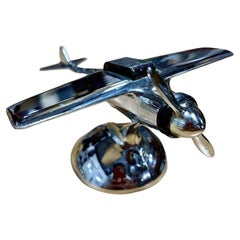 Vintage Art Deco Chrome Propeller Airplane Table Lighter by Hamilton