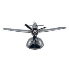 Art Deco Chrome Propeller P-51a Mustang Airplane Table Lighter by Hamilton