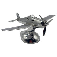 Art Deco Chrome Propeller P-51a Mustang Airplane Table Lighter by Hamilton