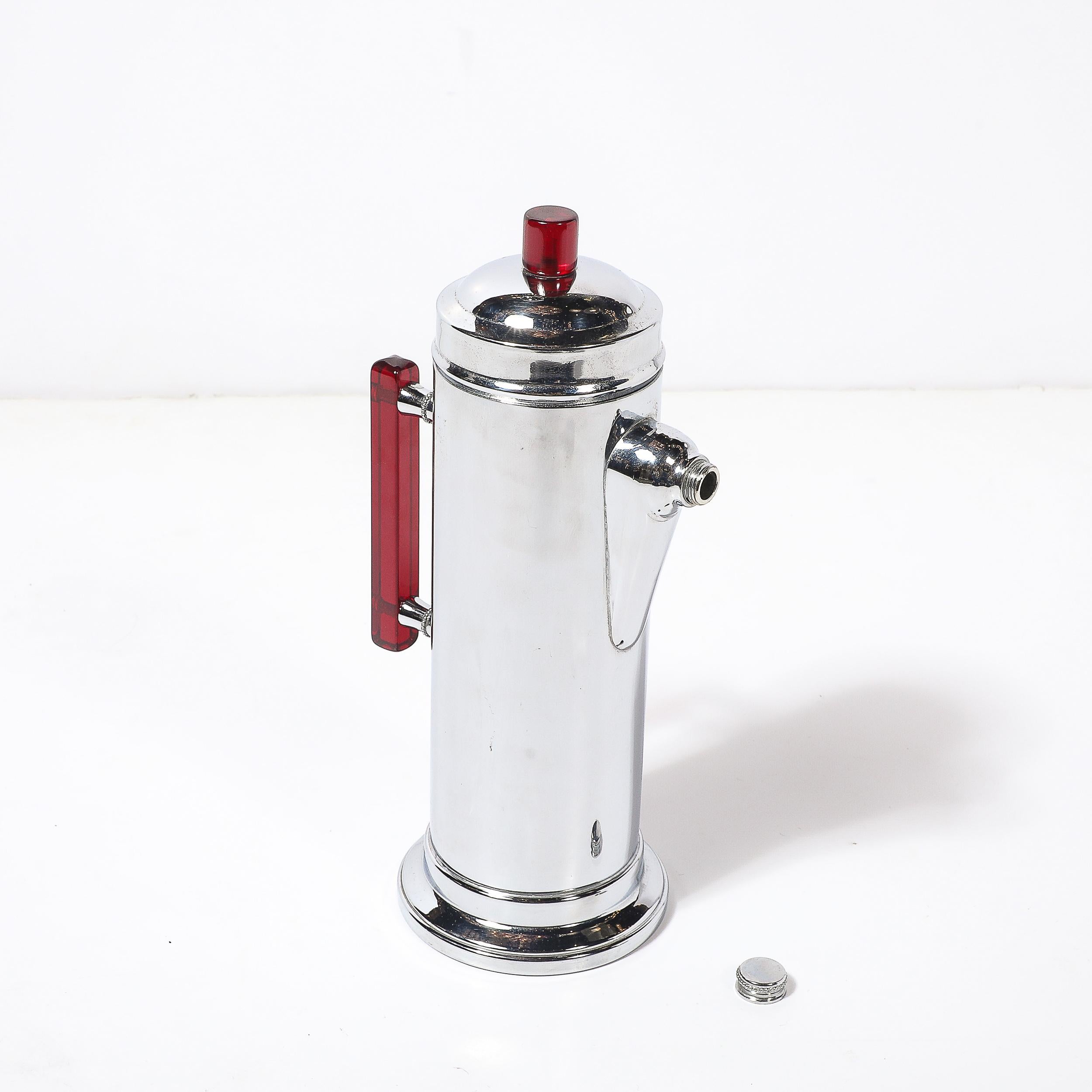 Art Deco Chrom & Rot Bakelit Cocktail Shaker im Angebot 4