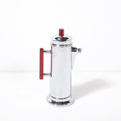 Art Deco Chrom & Rot Bakelit Cocktail Shaker