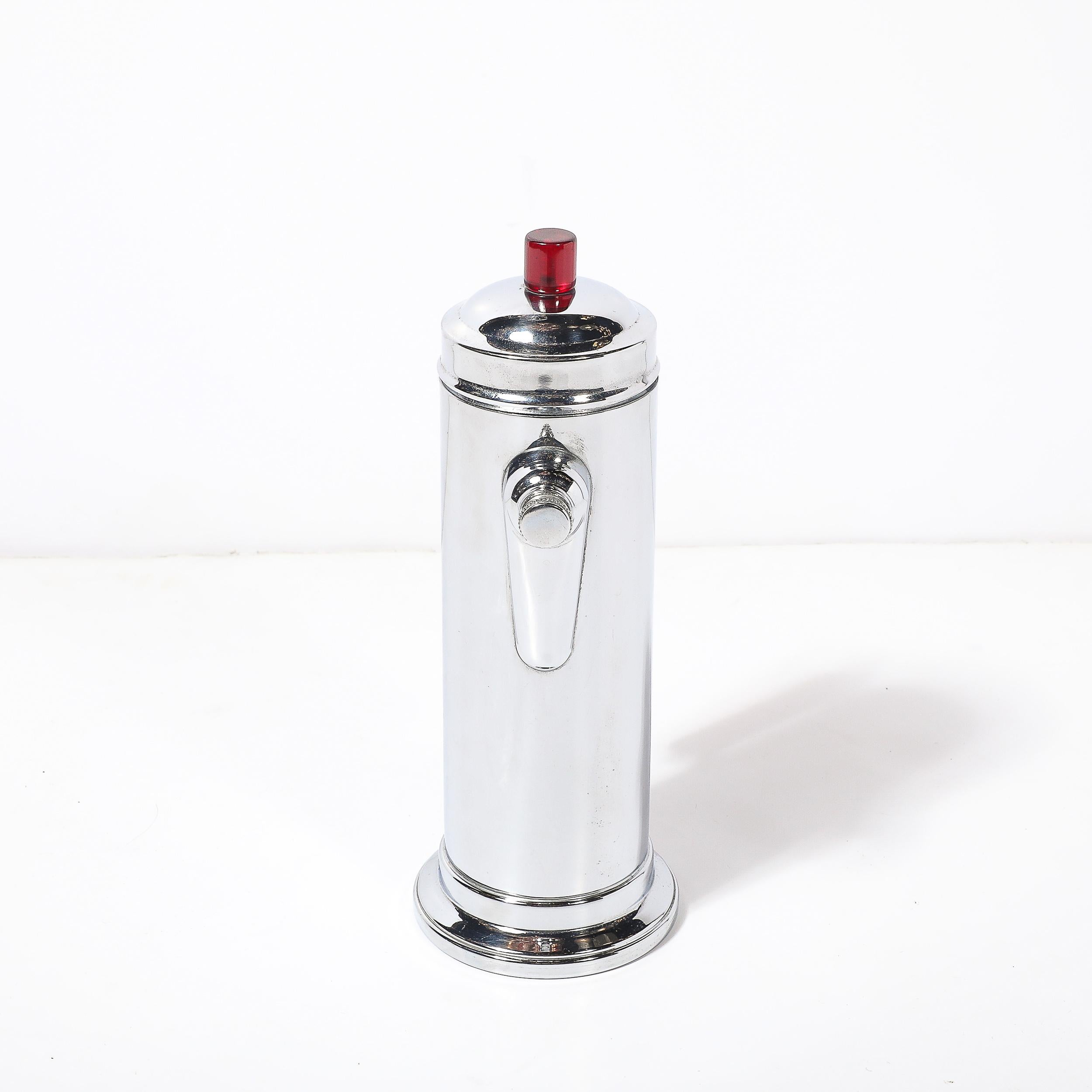 Art Deco Chrom & Rot Bakelit Cocktail Shaker (amerikanisch) im Angebot