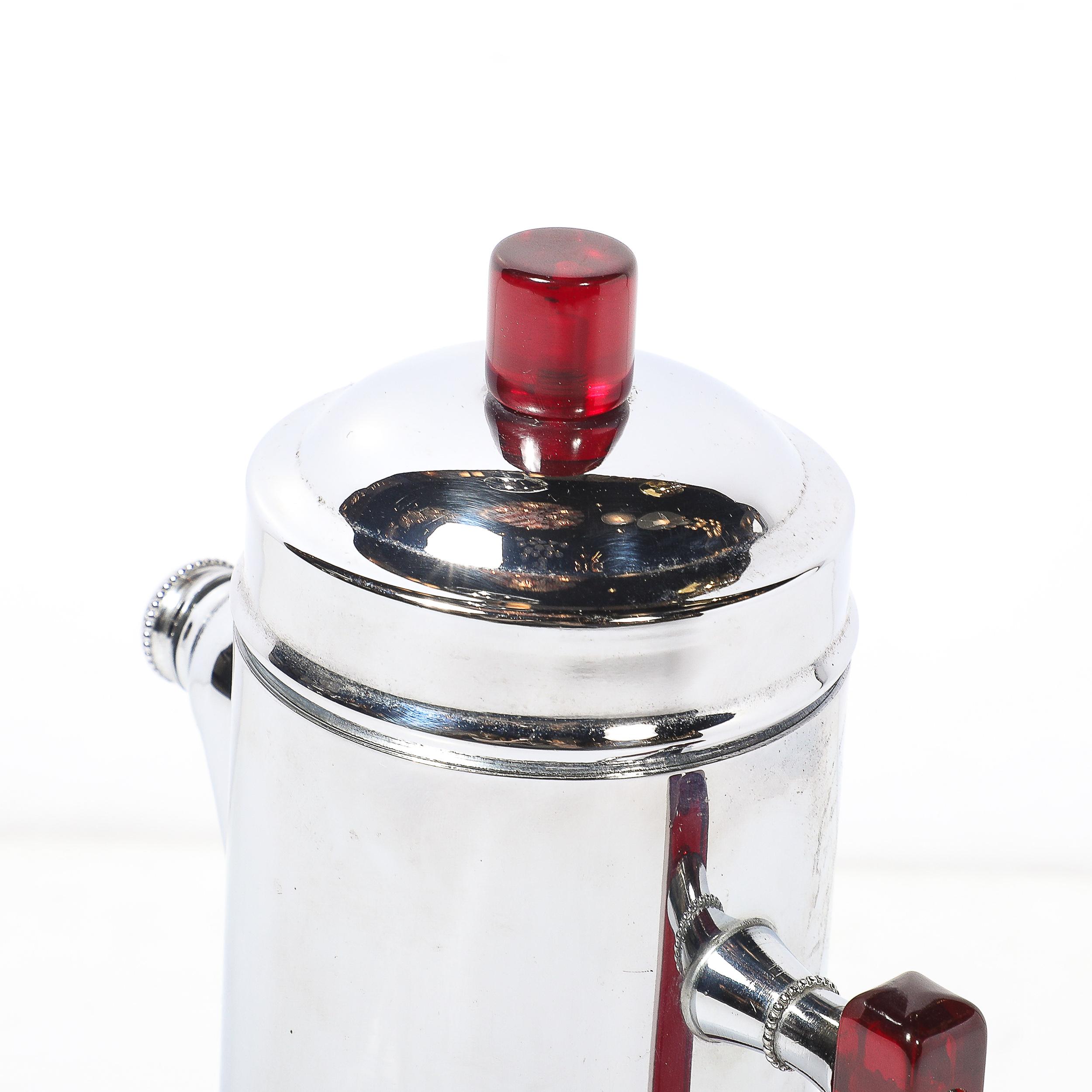 Art Deco Chrom & Rot Bakelit Cocktail Shaker im Angebot 2