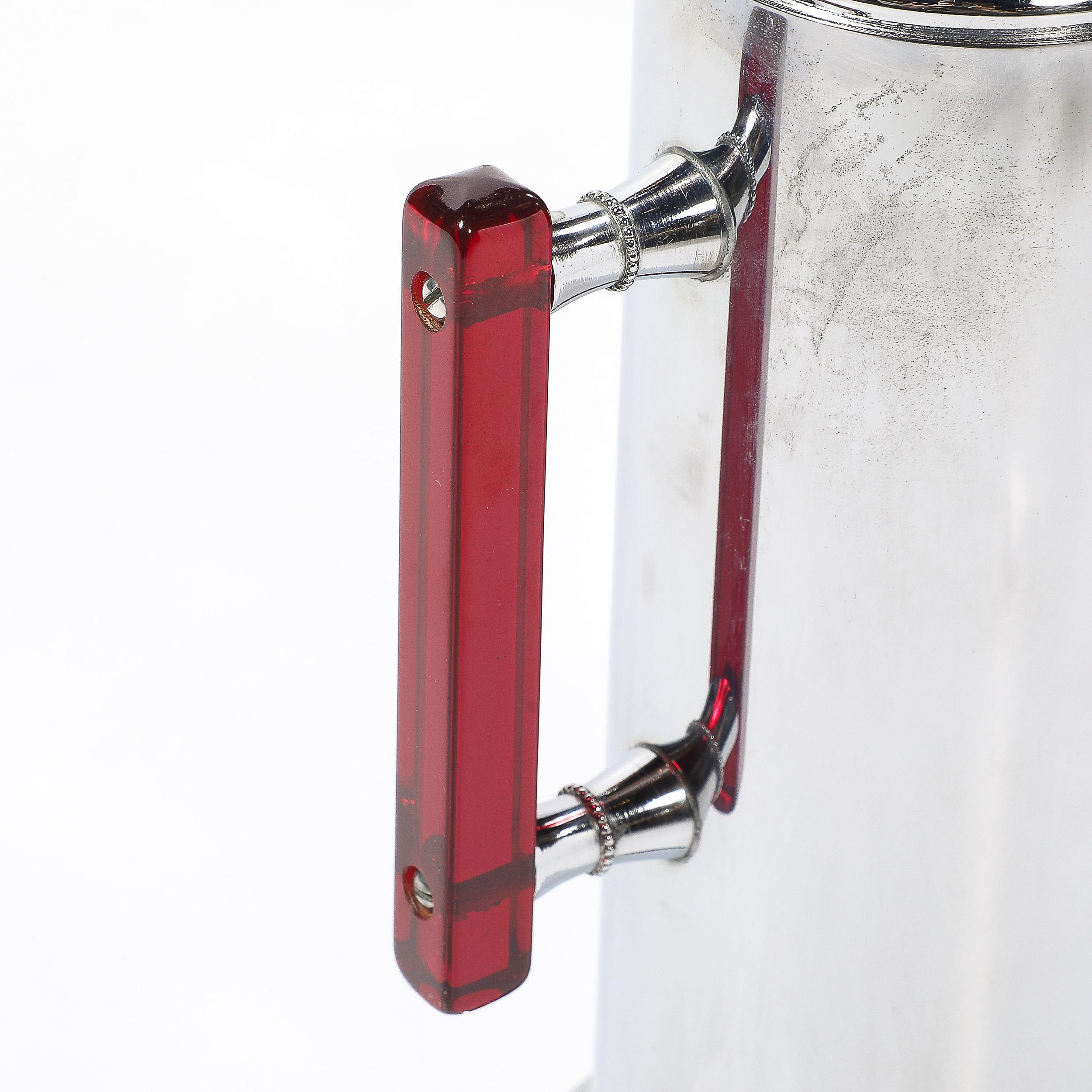 Art Deco Chrom & Rot Bakelit Cocktail Shaker im Angebot 3