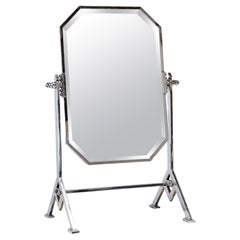 Antique Art Deco Chrome Shop Fitting Double Sided Vanity Dresser Mirror/ Table Top