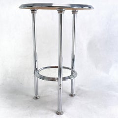 ART DECO chrome side table with mirror surface around, 1930s