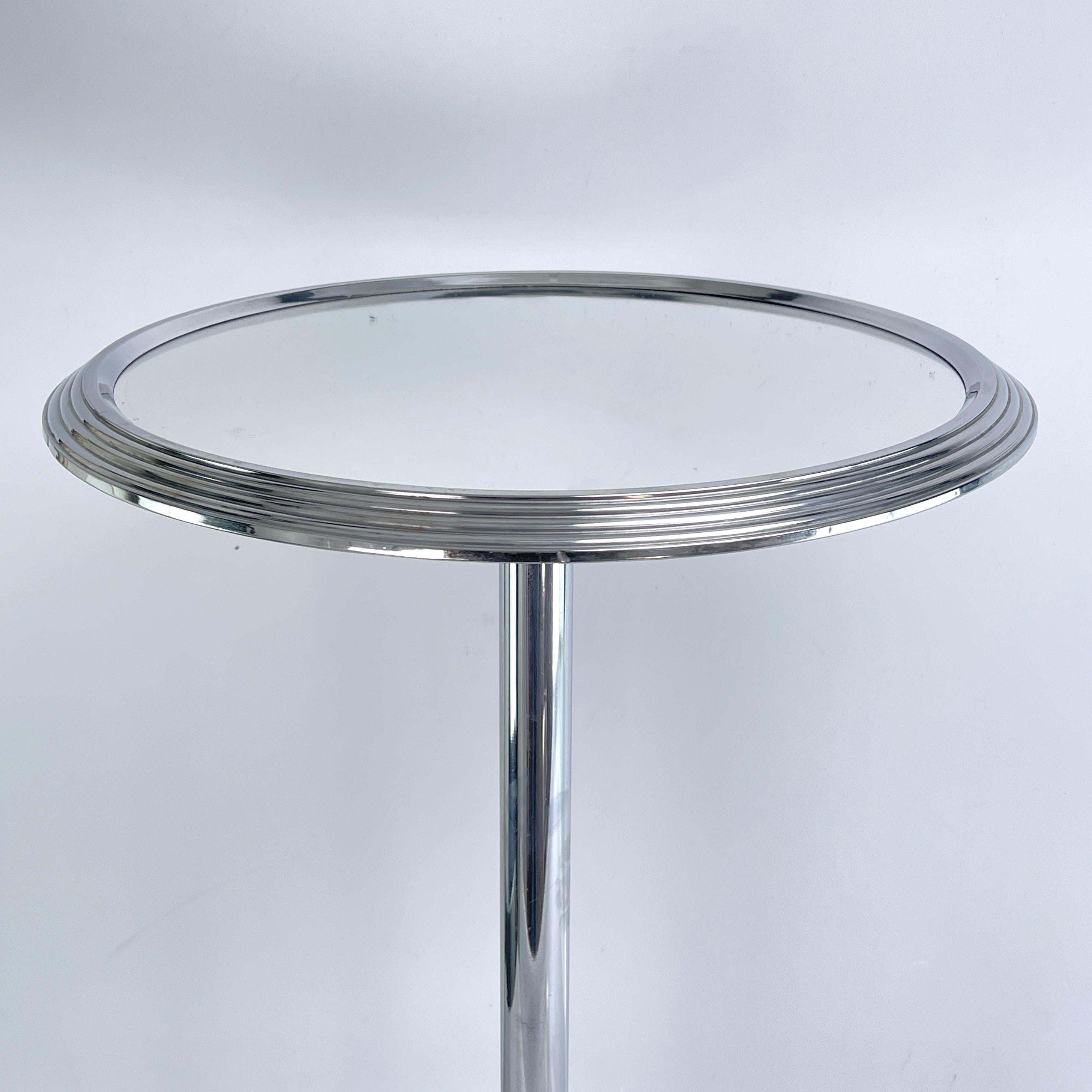 Art Deco ART DECO chrome side table with mirror surface around, 1930s For Sale