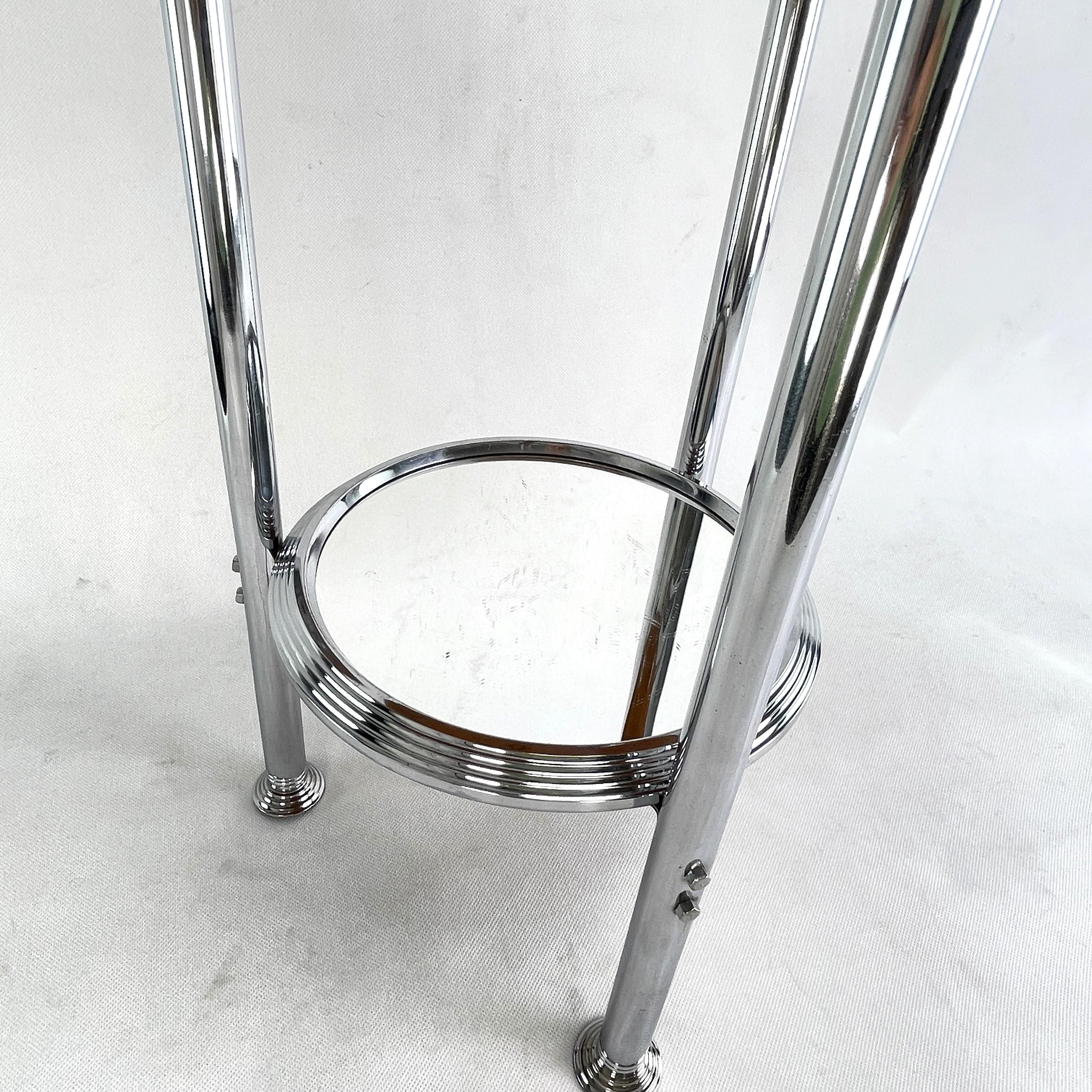 Belgian ART DECO chrome side table with mirror surface around, 1930s