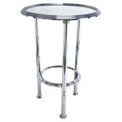 Vintage ART DECO chrome side table with mirror surface around, 1930s