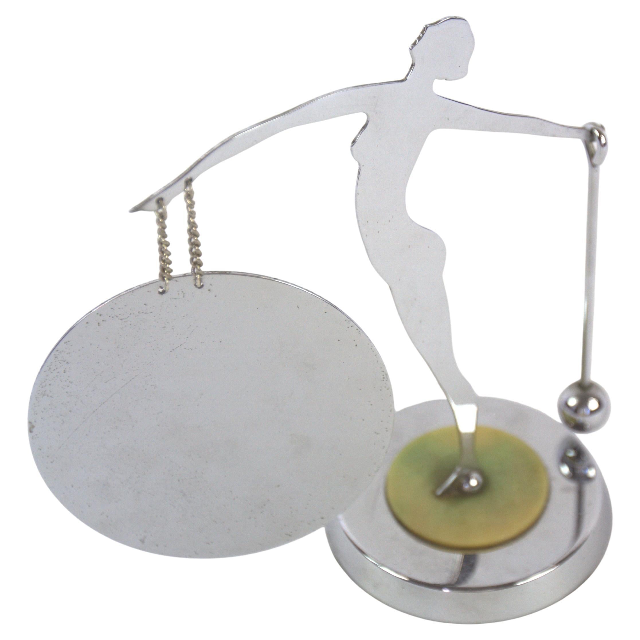 Art Deco Chrome Silhouette Lady Table Gong 1930s