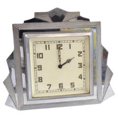 Art Deco Chrome Small 'Smiths' Clock By A.L. Davenport, English, c1930