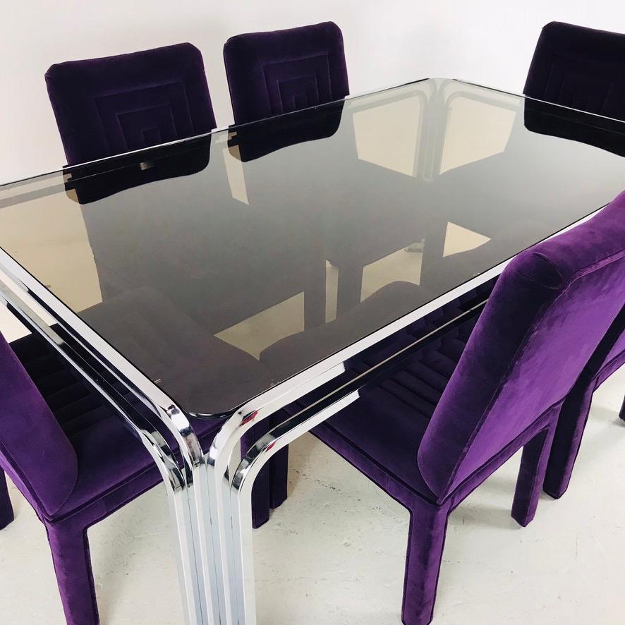 glass and chrome dining table