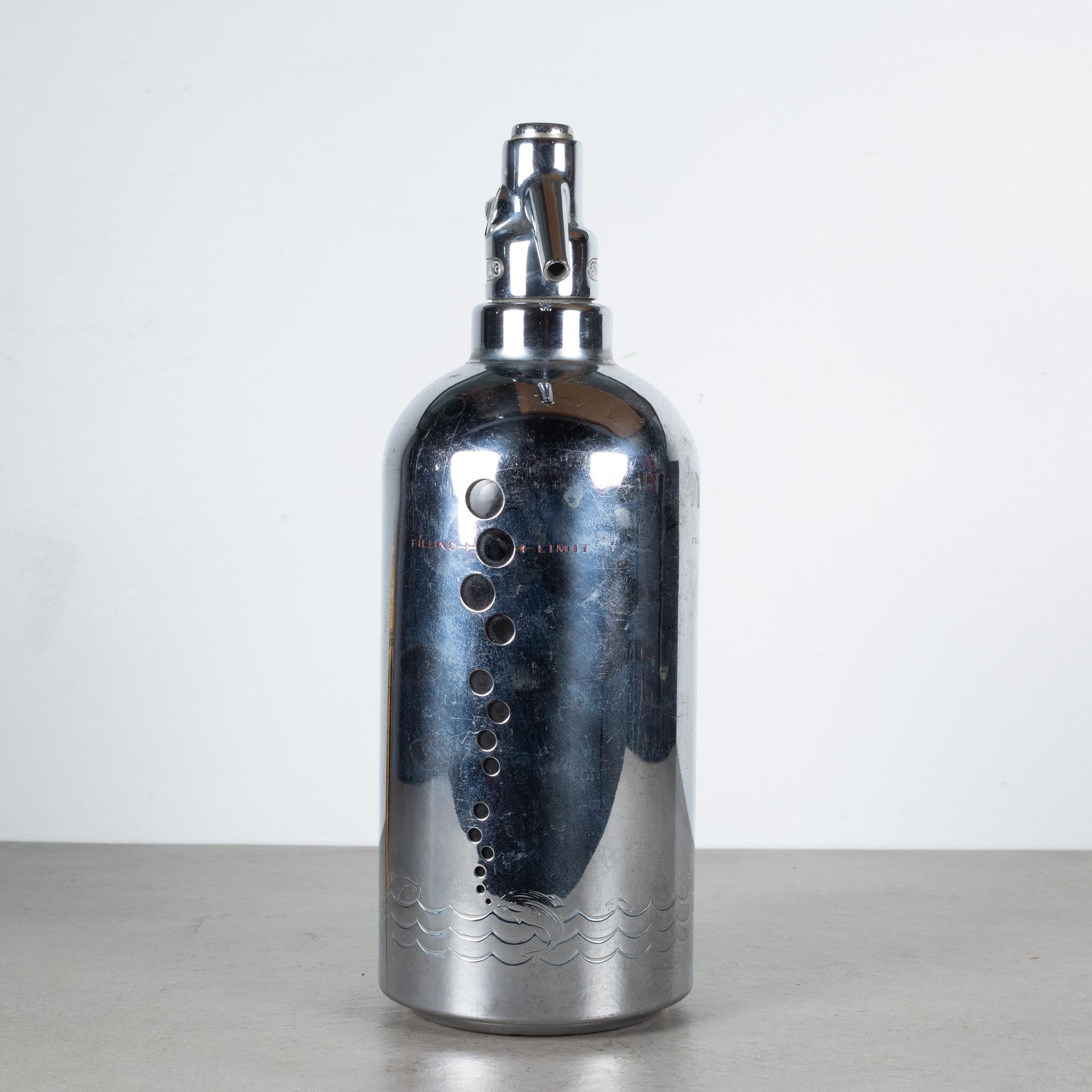 Swedish Art Deco Chrome Soda King Seltzer Bottle C.1935
