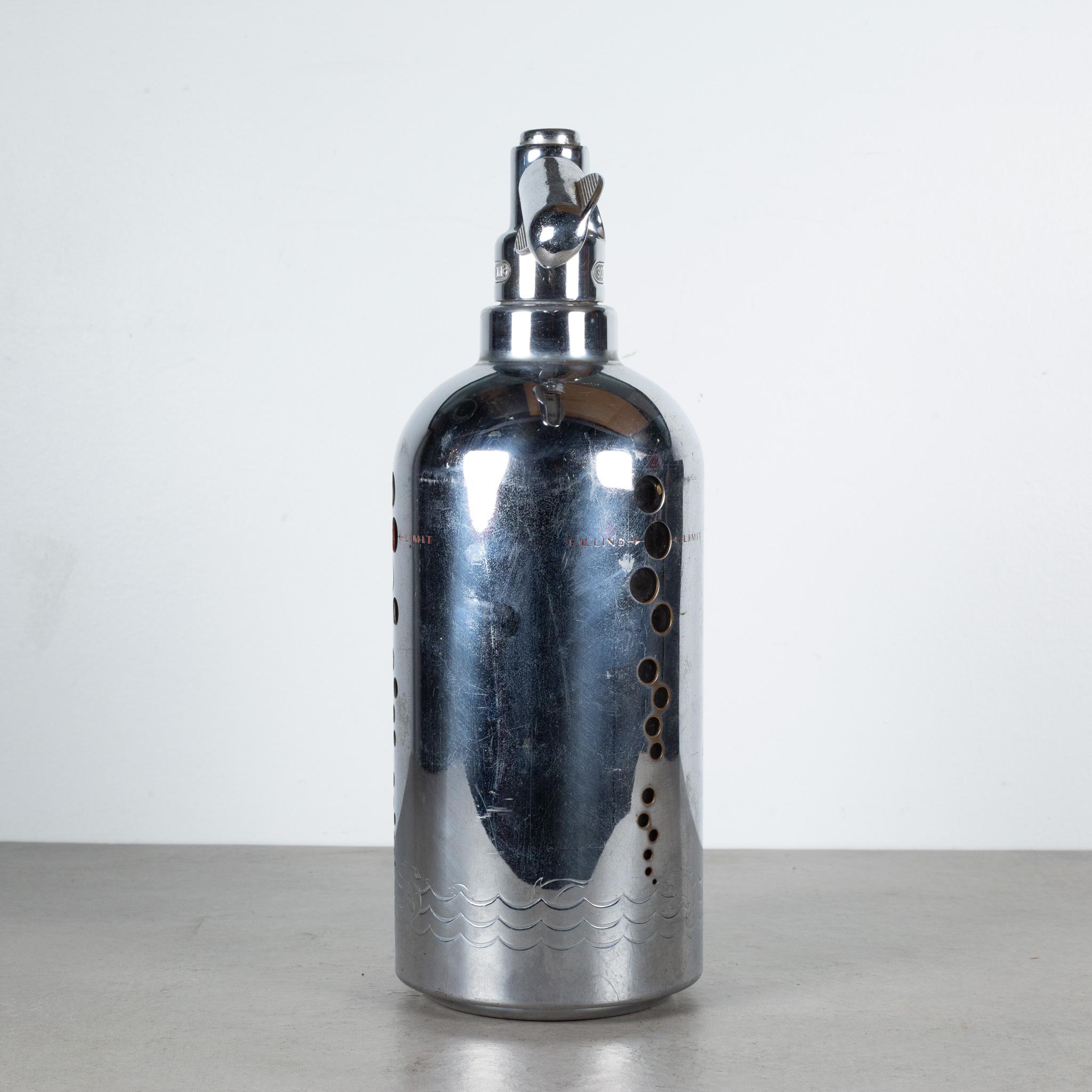 20th Century Art Deco Chrome Soda King Seltzer Bottle C.1935