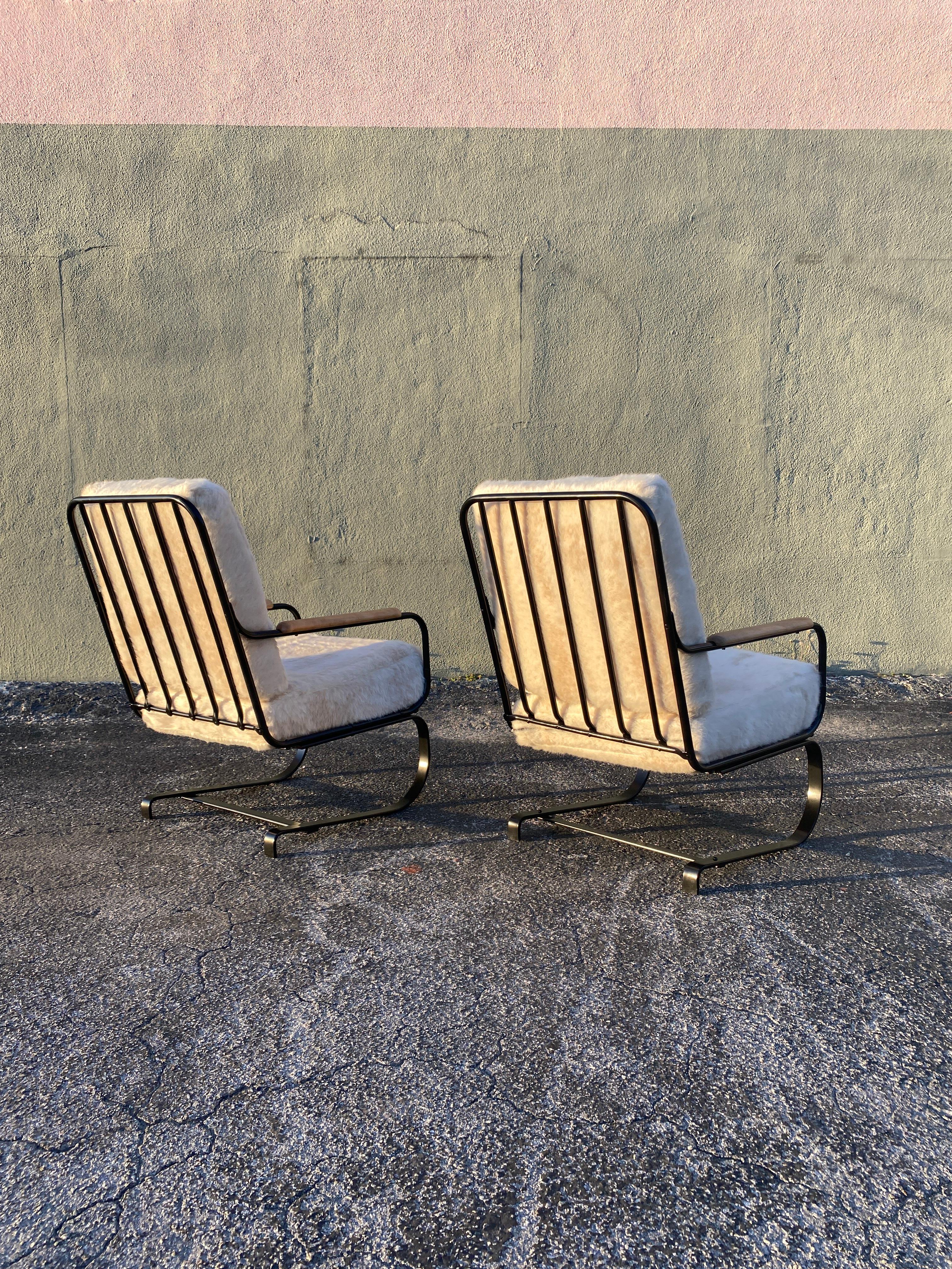 Art Deco Chrome 'Springer 'Chair in the Style of KEM Weber, Set of 2 In Good Condition In Asheville, NC