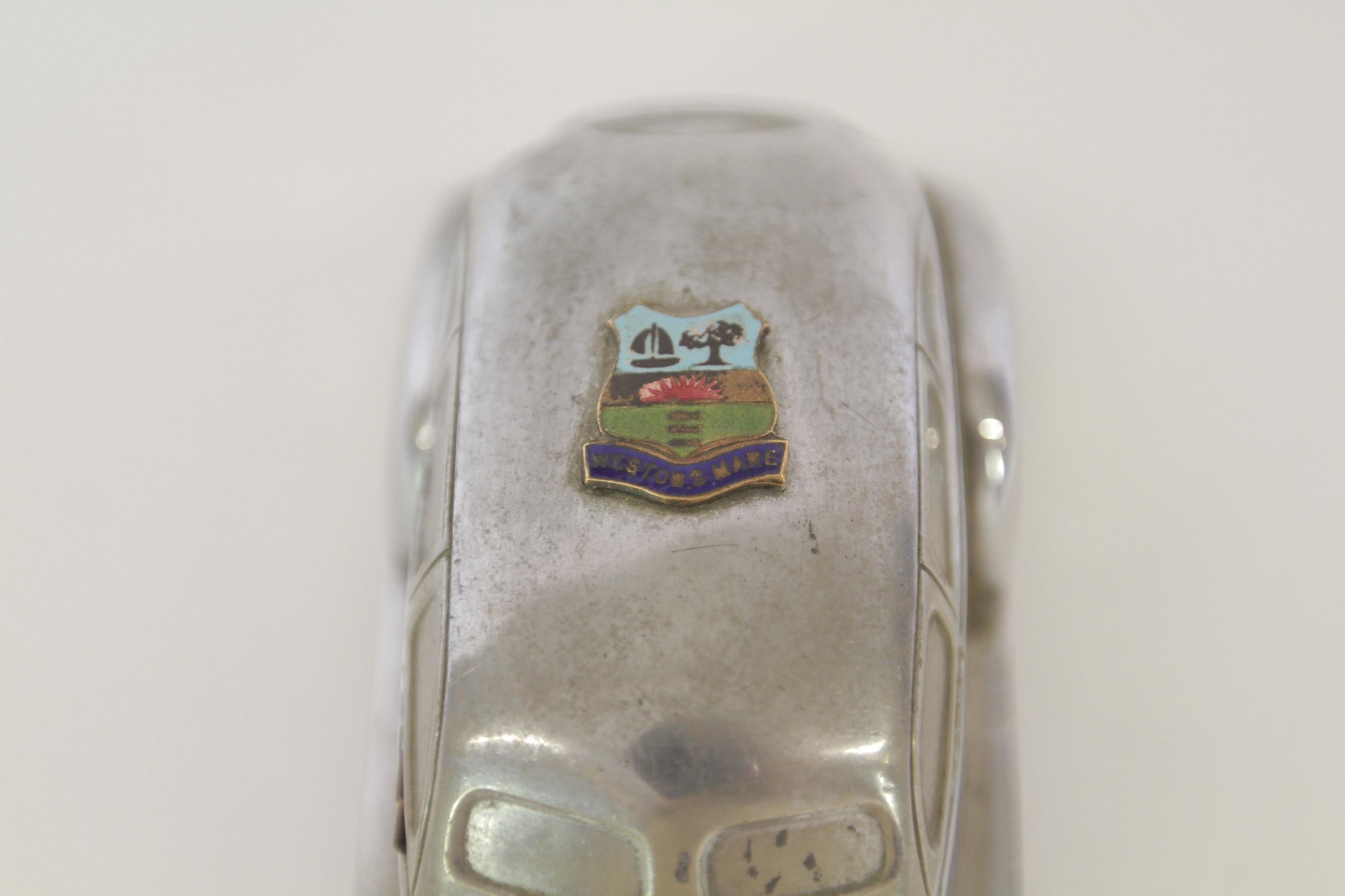 French Art Deco Chrome Streamlined Car Trinket Box 1930s For Sale