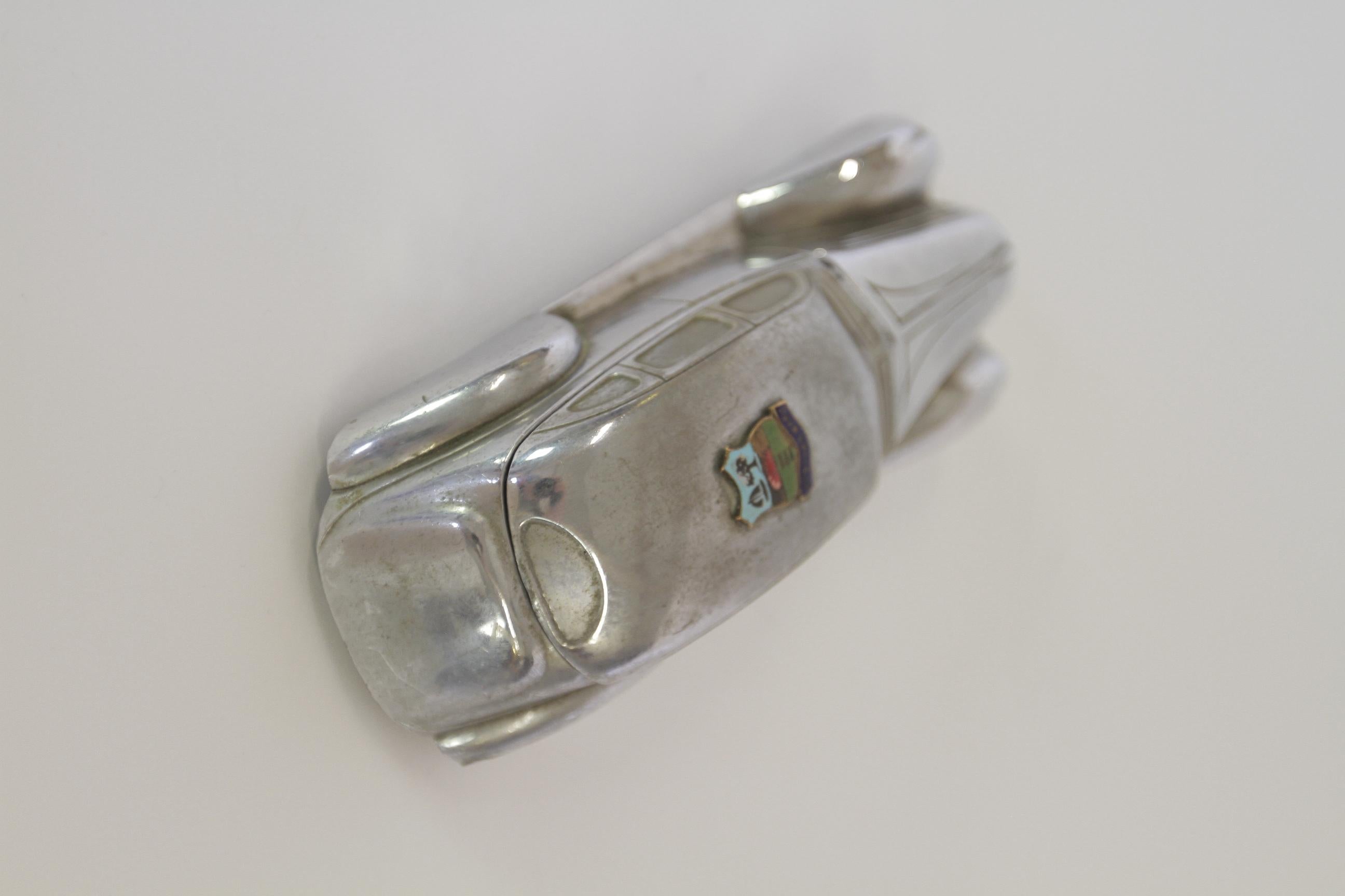 Plated Art Deco Chrome Streamlined Car Trinket Box 1930s For Sale
