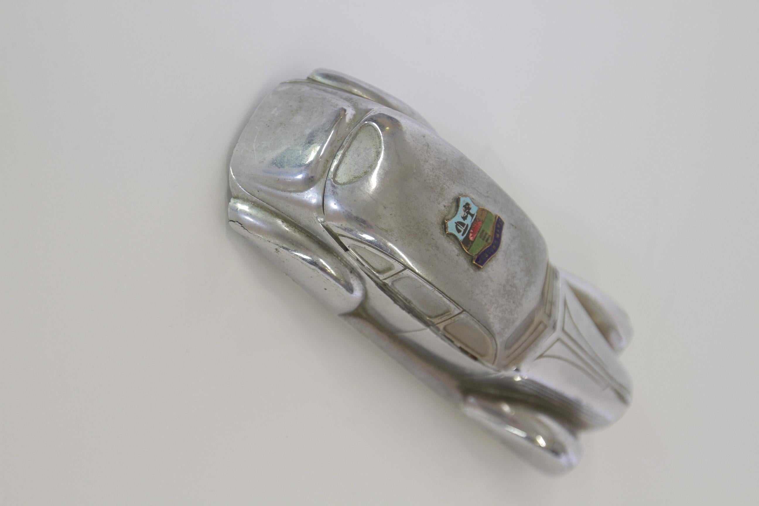 Art Deco Chrome Streamlined Car Trinket Box 1930s In Fair Condition For Sale In Dereham, GB