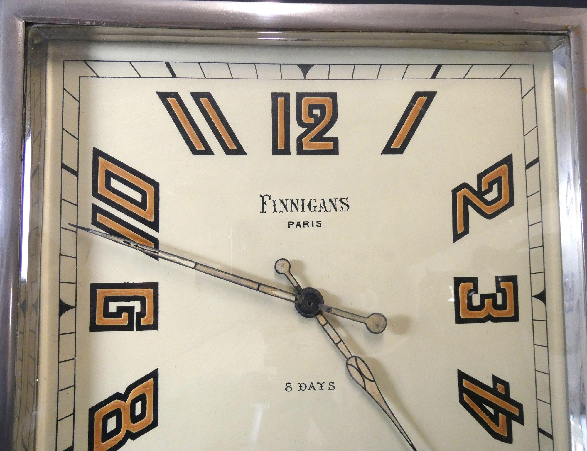 Art Deco Chrome Strut Clock, Finnigans, Paris In Good Condition For Sale In Norwich, GB