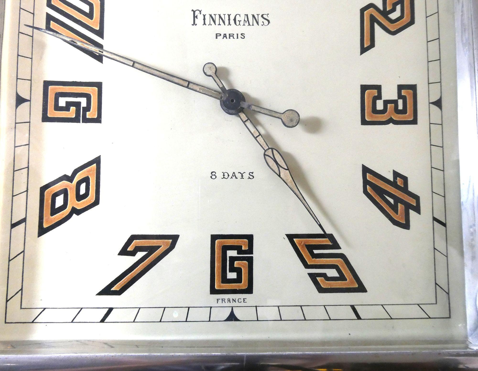Early 20th Century Art Deco Chrome Strut Clock, Finnigans, Paris For Sale