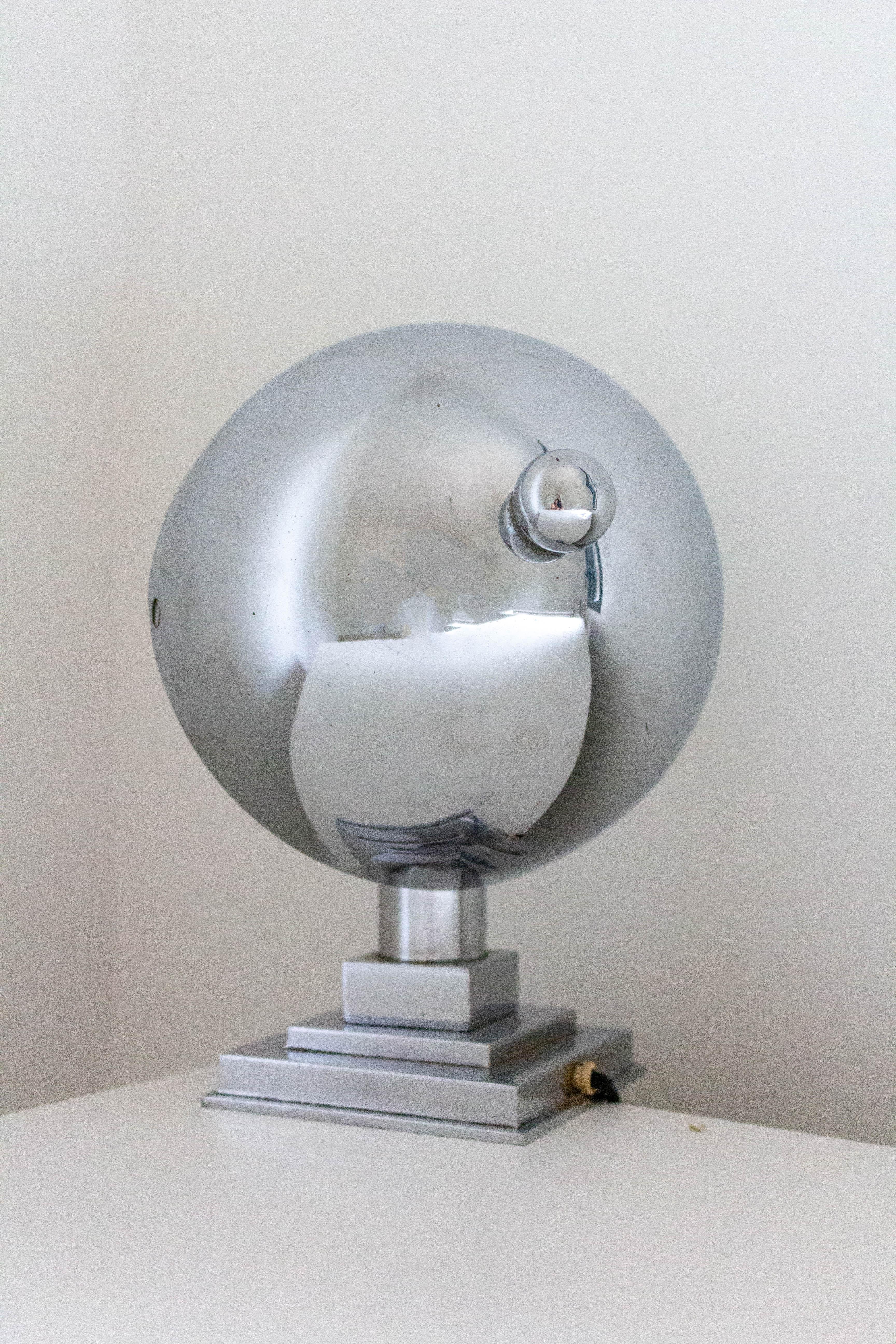 Mid-Century Modern Art Deco Chrome Table Lamp, 1930 For Sale