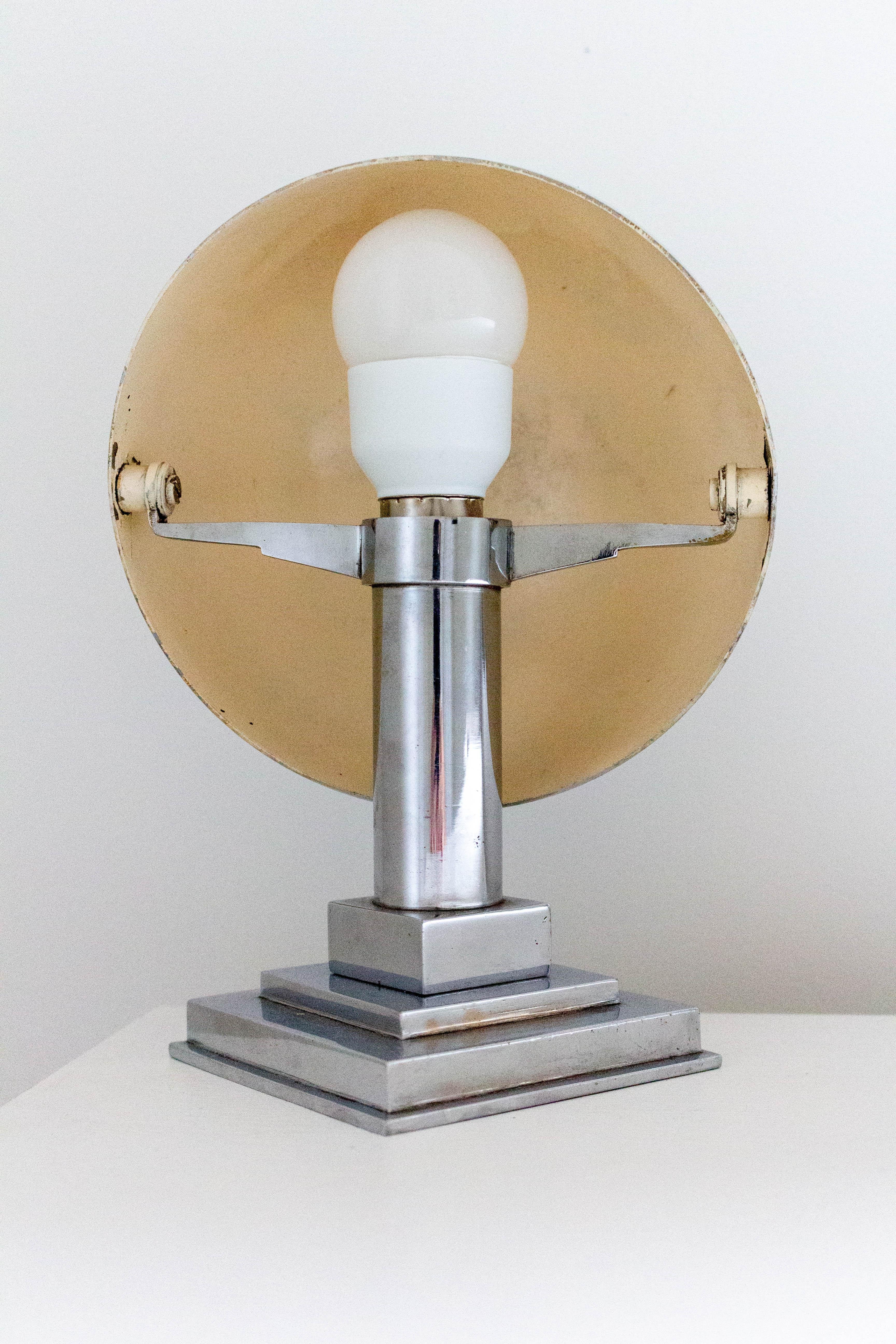 Italian Art Deco Chrome Table Lamp, 1930 For Sale
