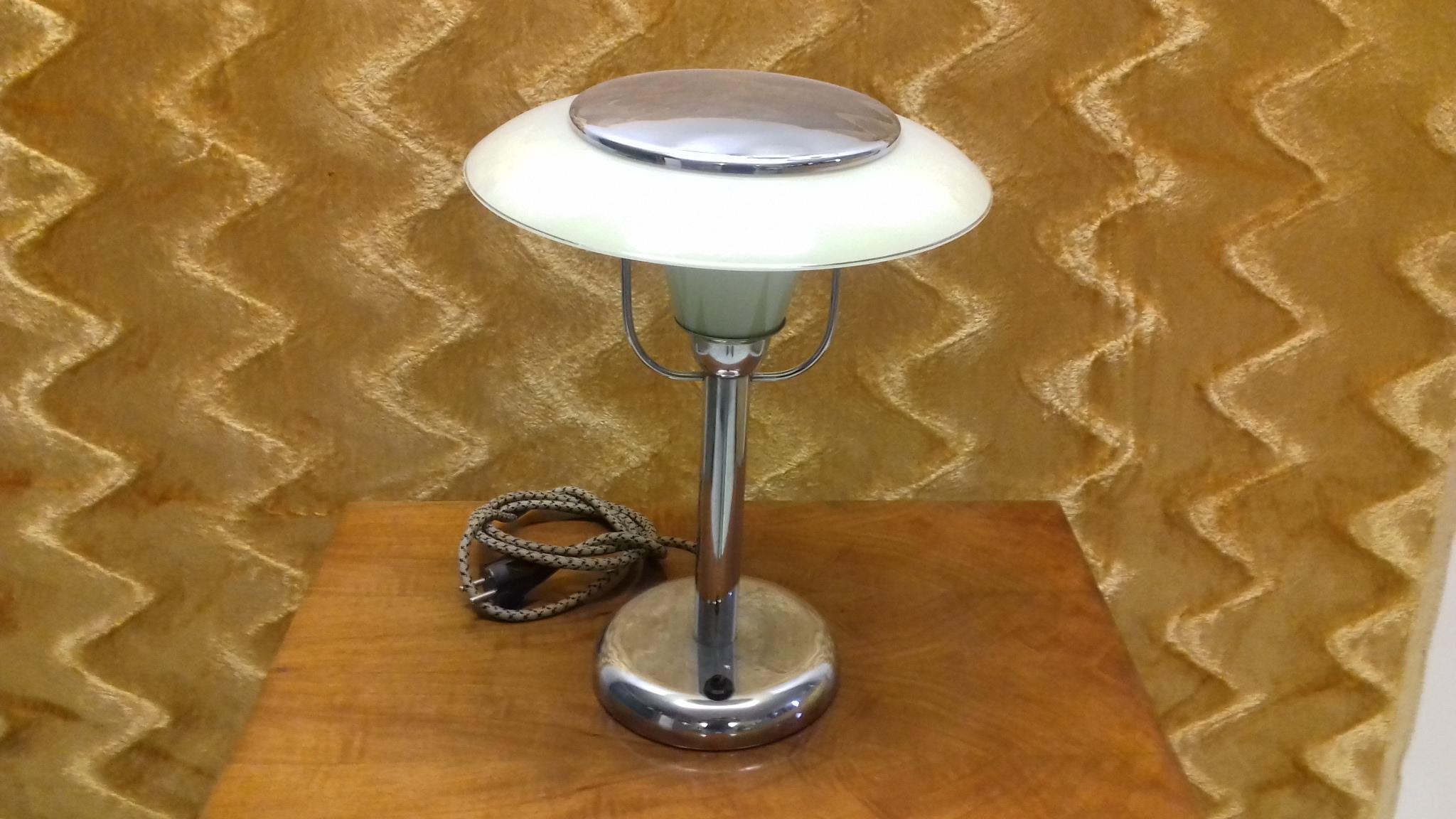 Czech Art Deco Chrome Table Lamp, 1935