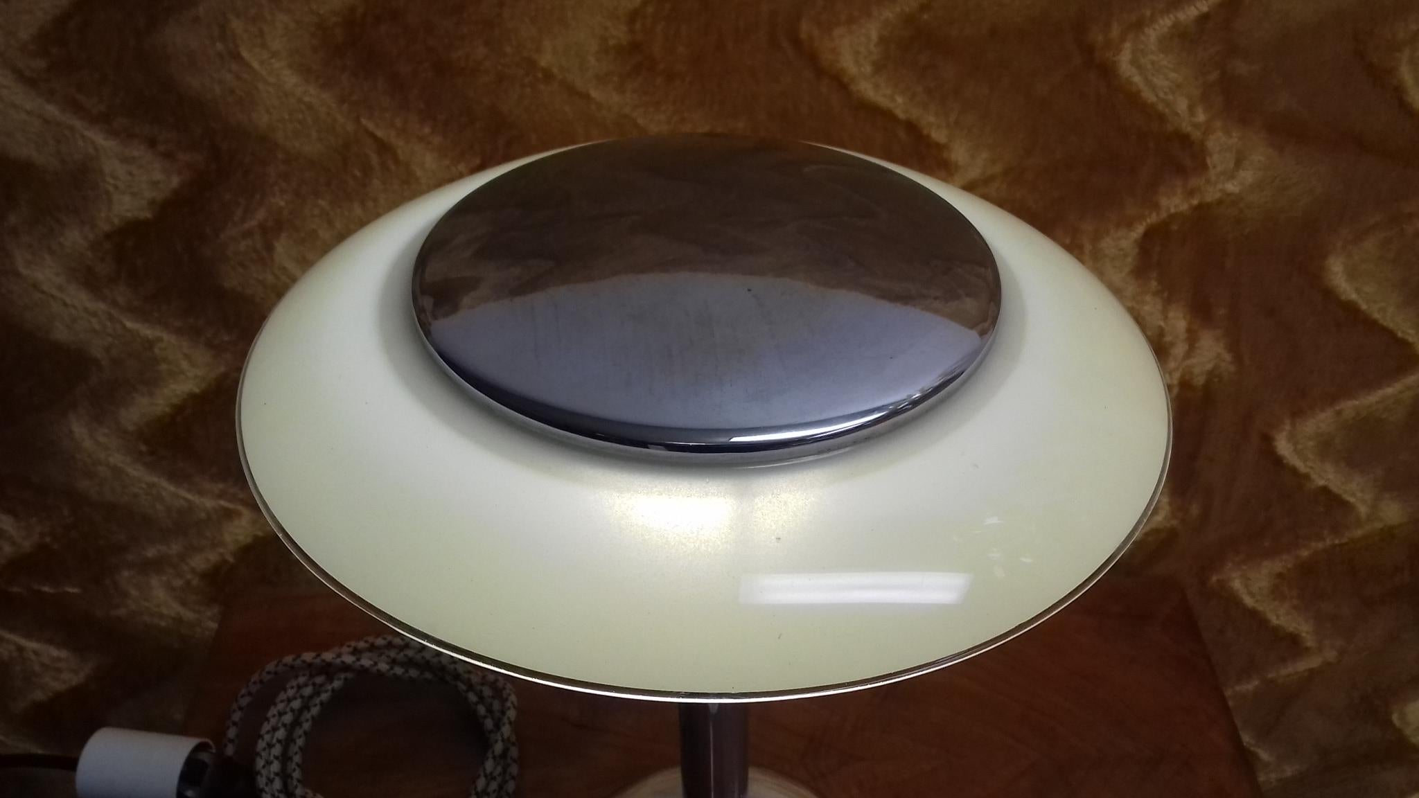 Glass Art Deco Chrome Table Lamp, 1935