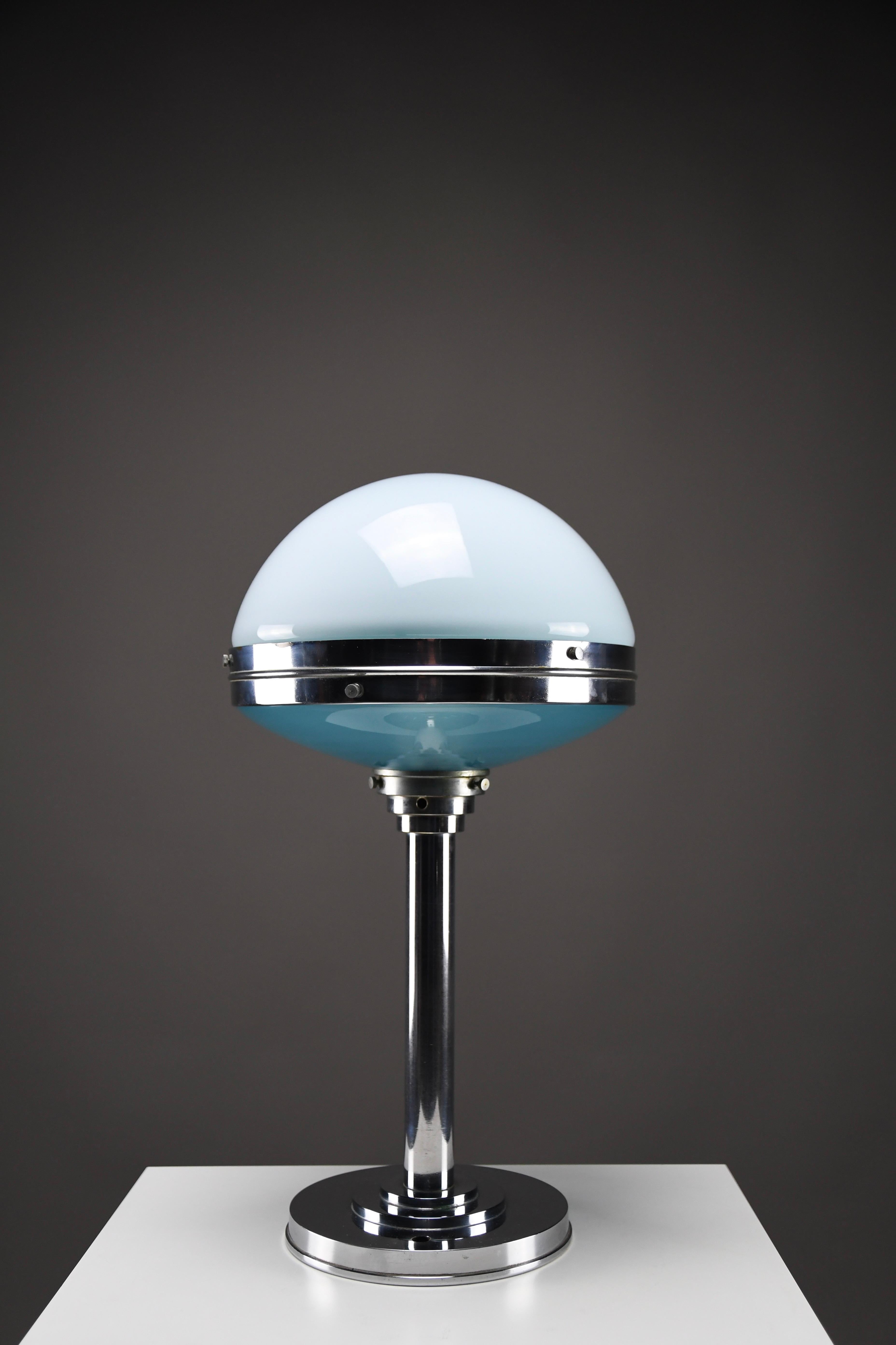 Lámpara de mesa Art Déco cromada de Bosi & Cie - Model Ilrin 135, Francia Años 30 en venta 5