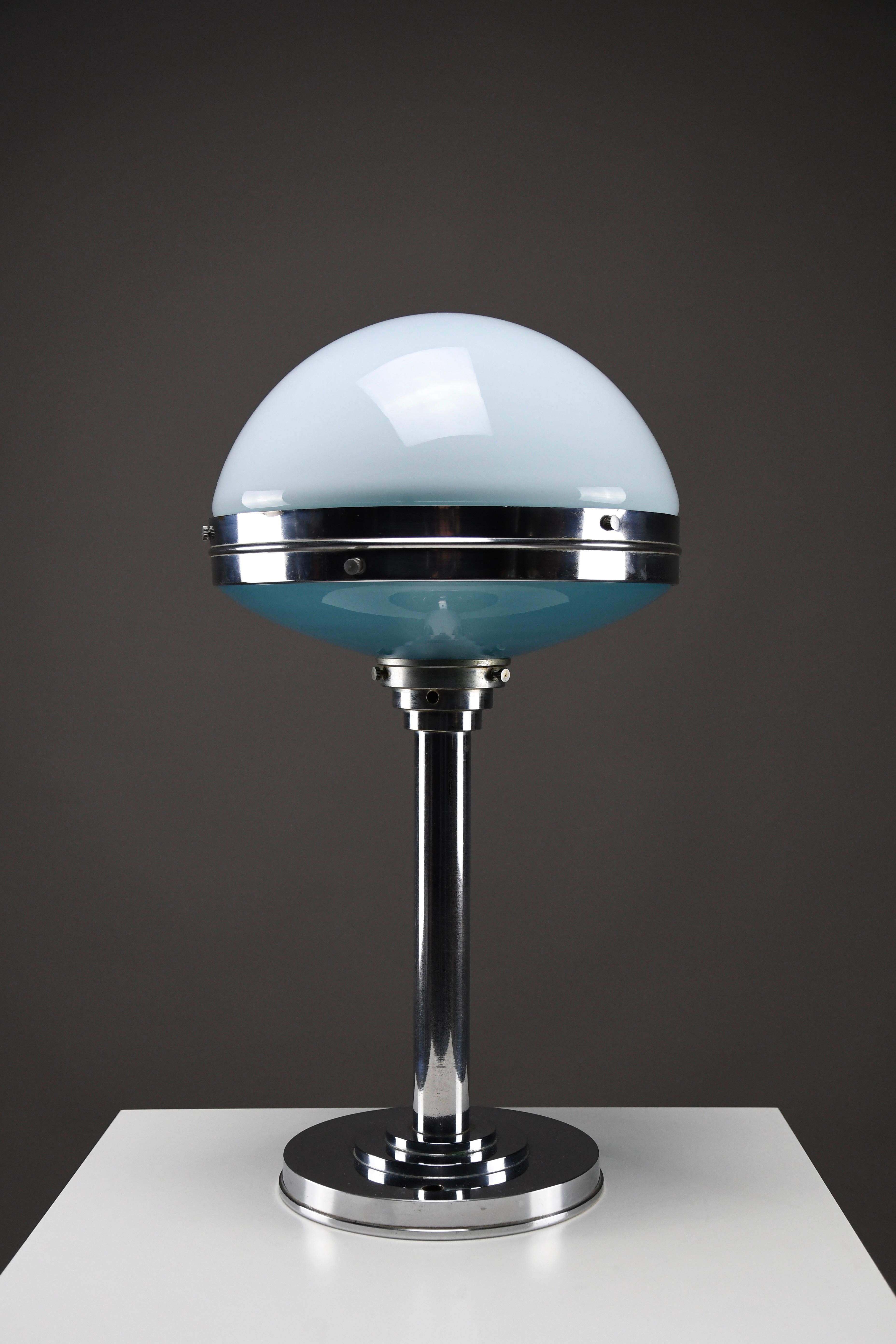 Lámpara de mesa Art Déco cromada de Bosi & Cie - Model Ilrin 135, Francia Años 30 en venta 6